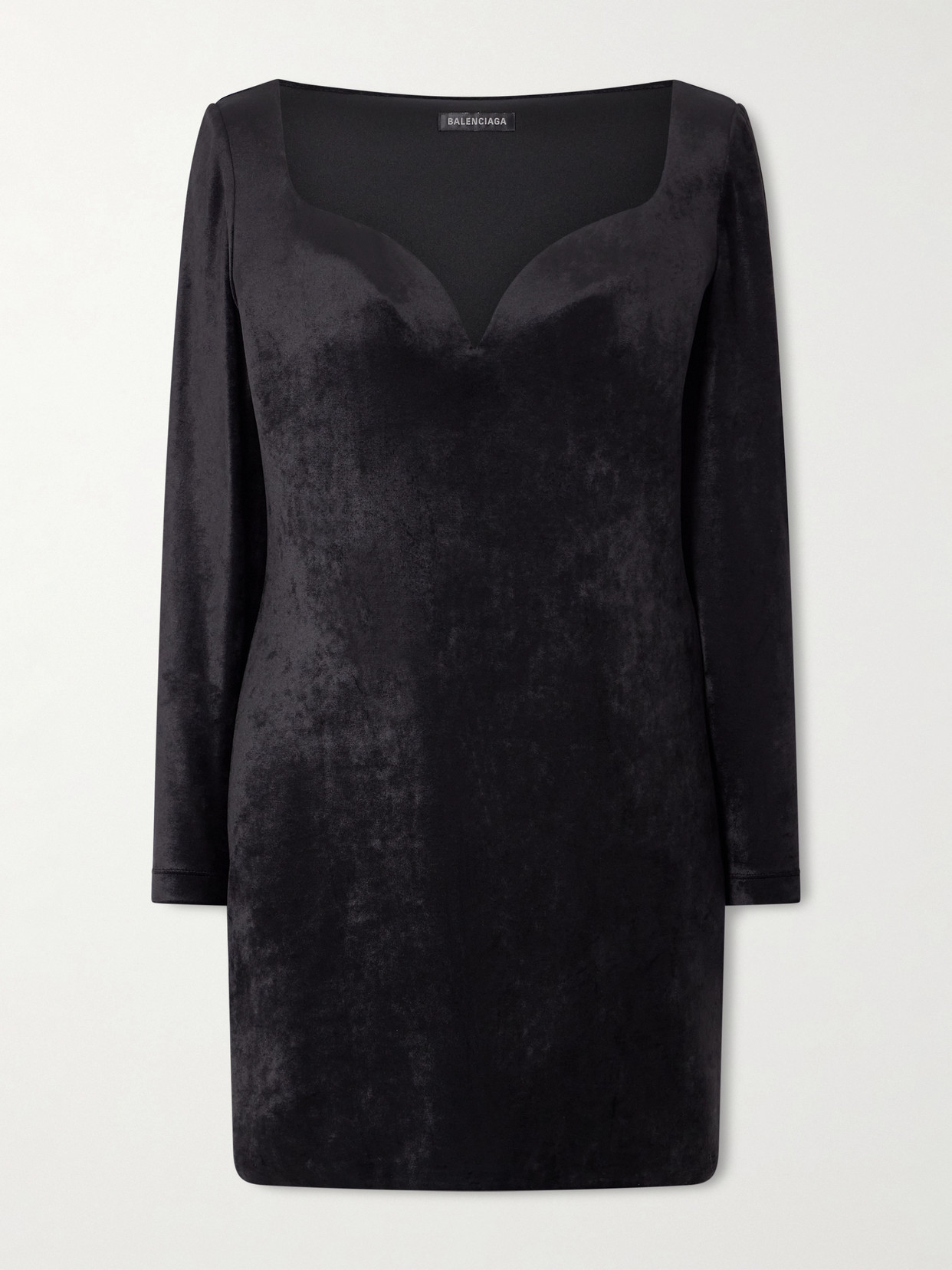 Balenciaga Stretch-velvet Mini Dress In Black