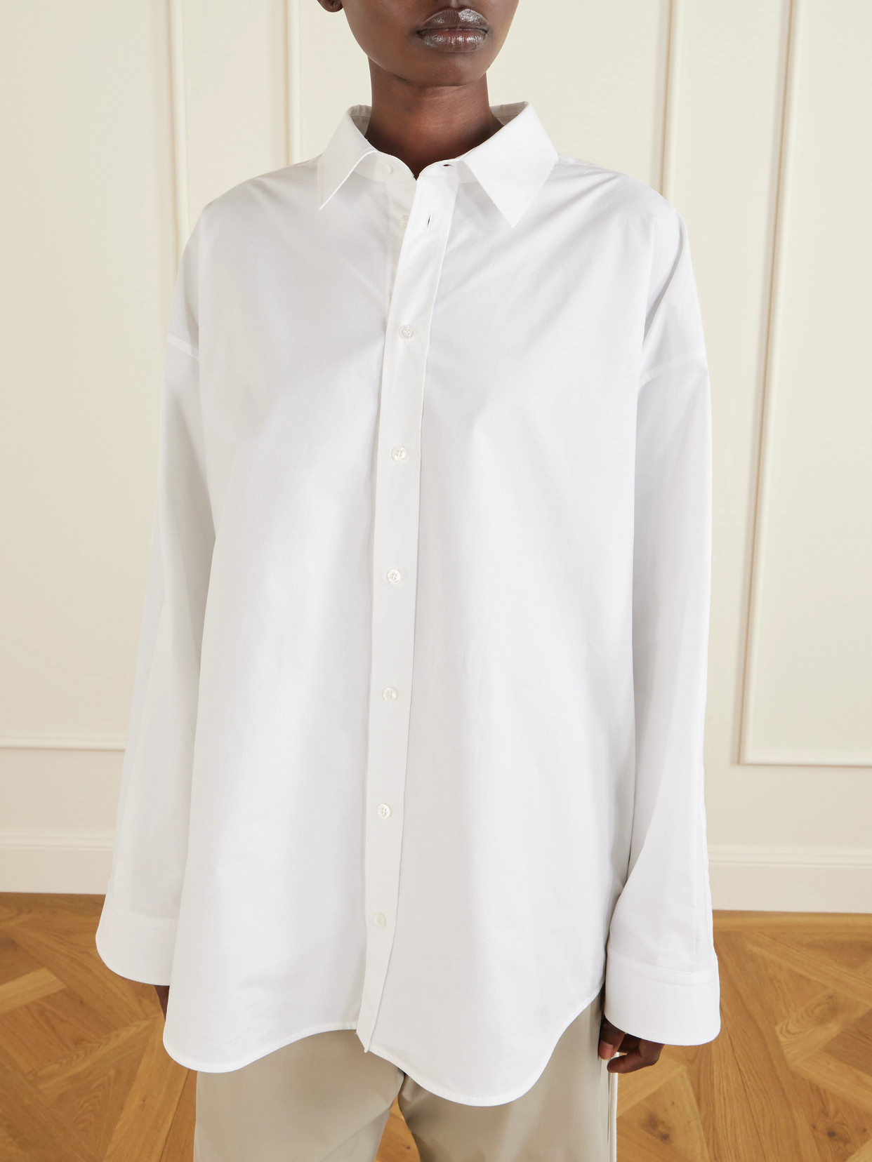 Balenciaga Lace-up Cotton-poplin Shirt In White