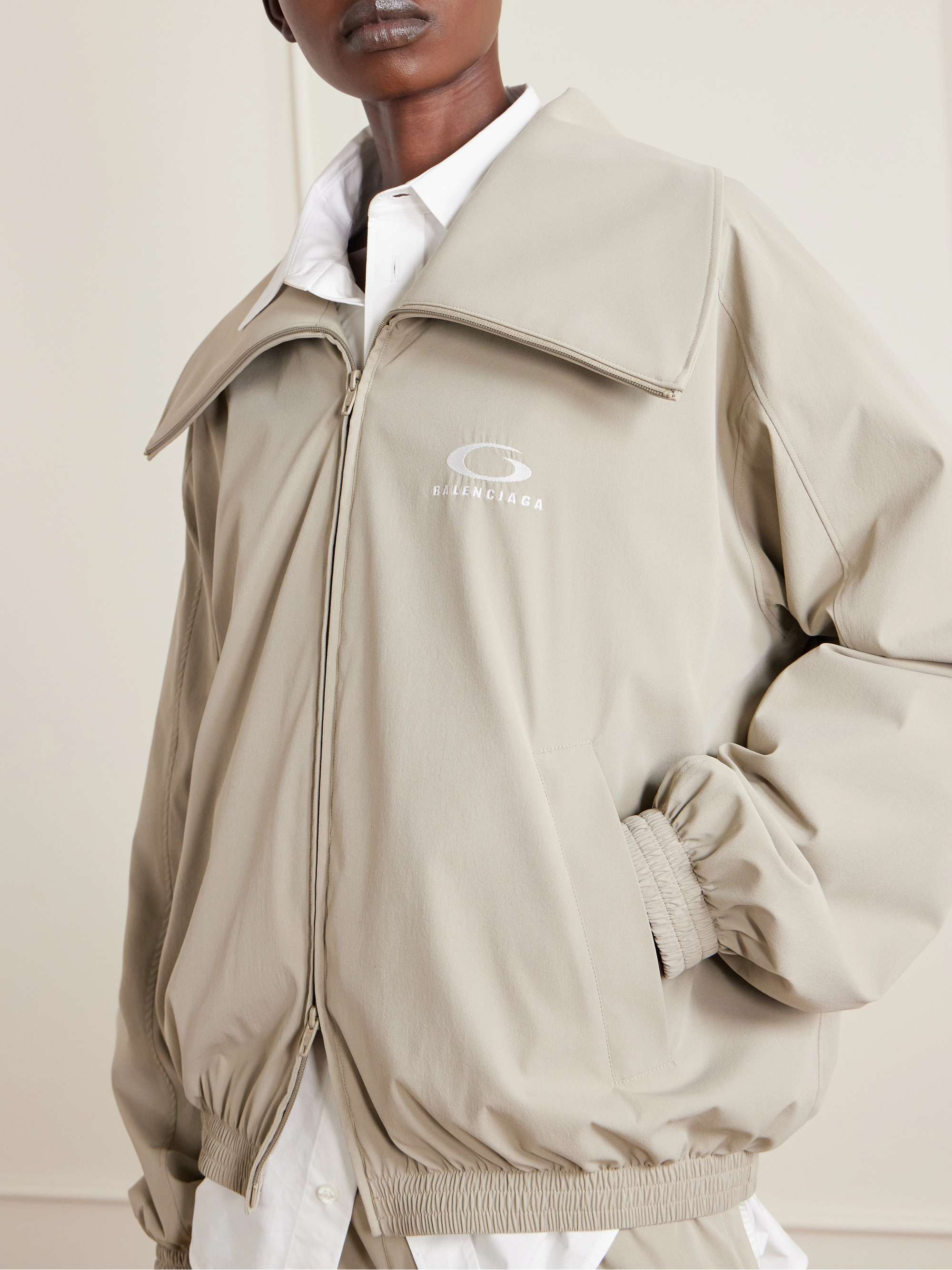 BALENCIAGA Oversized embroidered shell track jacket | NET-A-PORTER