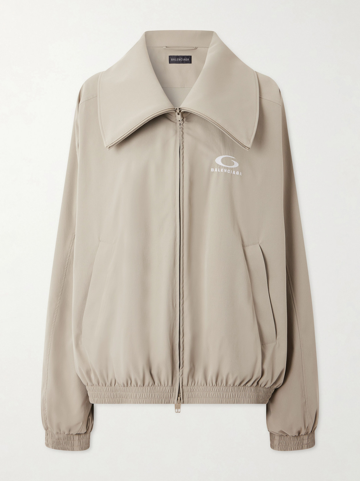 Balenciaga Oversized Embroidered Shell Track Jacket In Brown