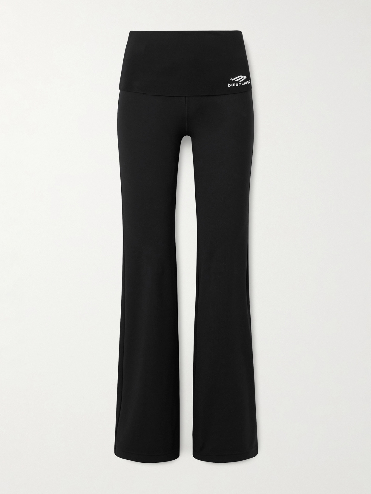 Balenciaga Embroidered Jersey Flared Leggings In Black