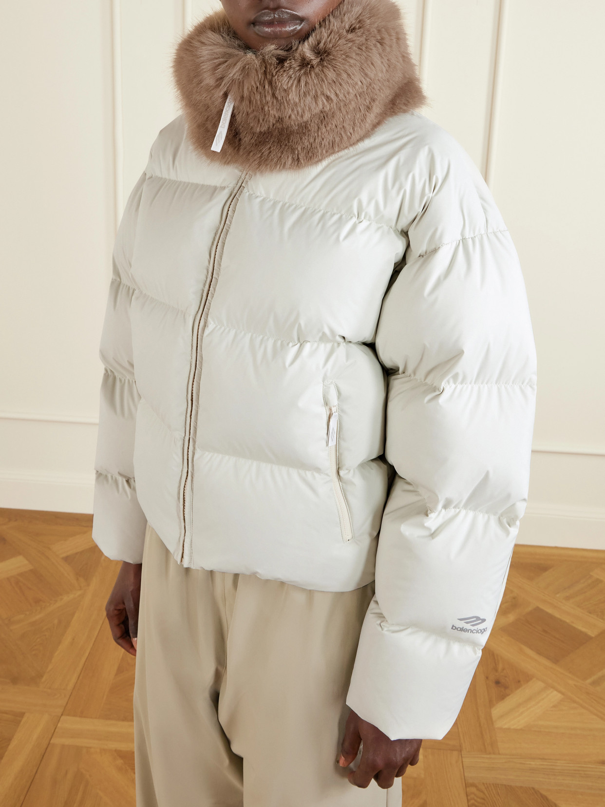 Plush-Trimmed Padded Quilted Shell Down Jacket