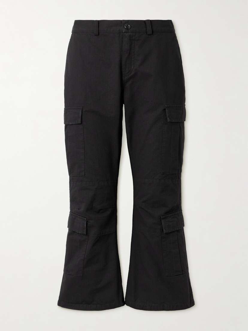 Balenciaga Cropped Paneled Cotton-ripstop Flared Cargo Pants