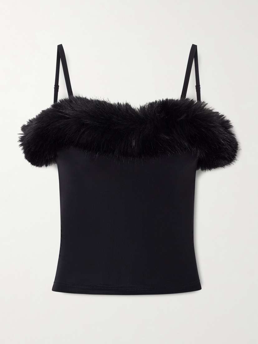Balenciaga Plush-trimmed Stretch-jersey Camisole