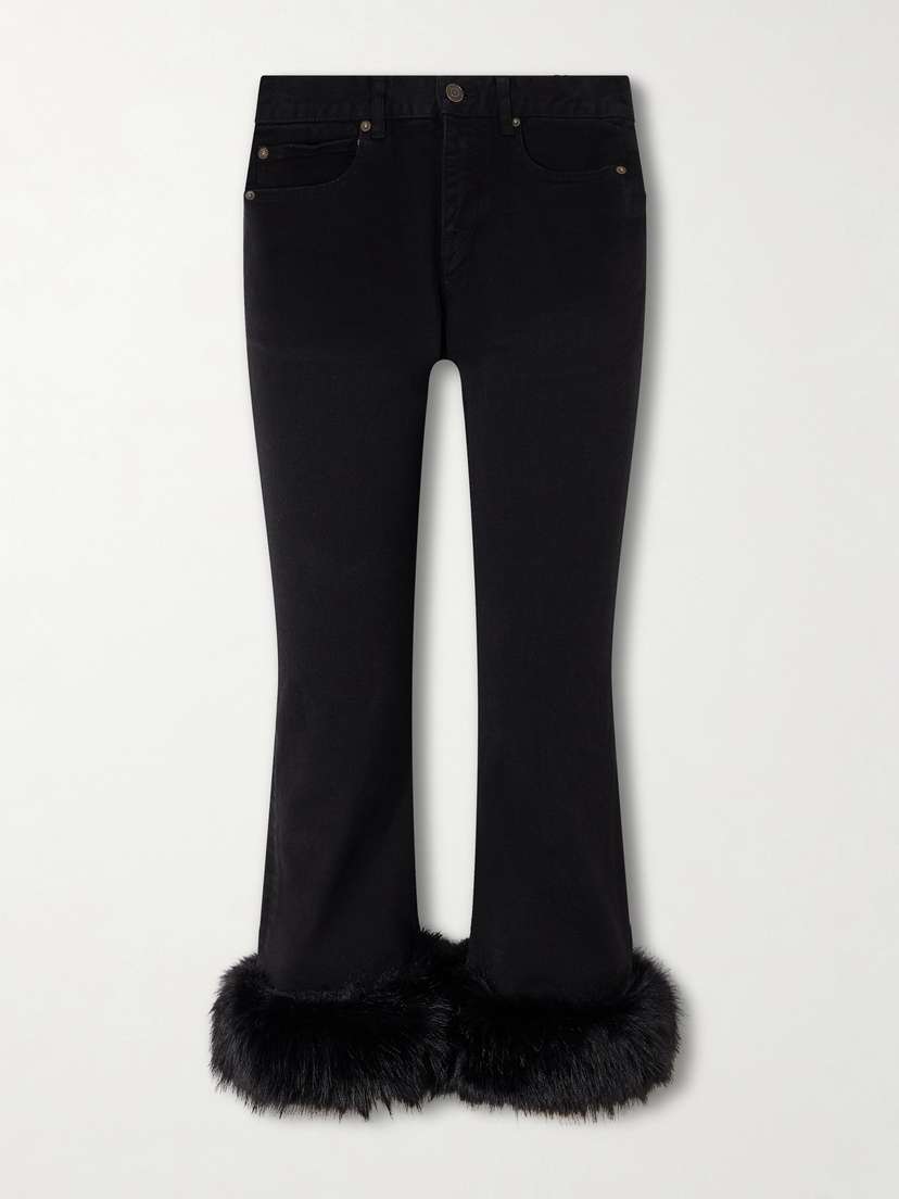 Balenciaga Plush-trimmed Cropped Mid-rise Flared Jeans