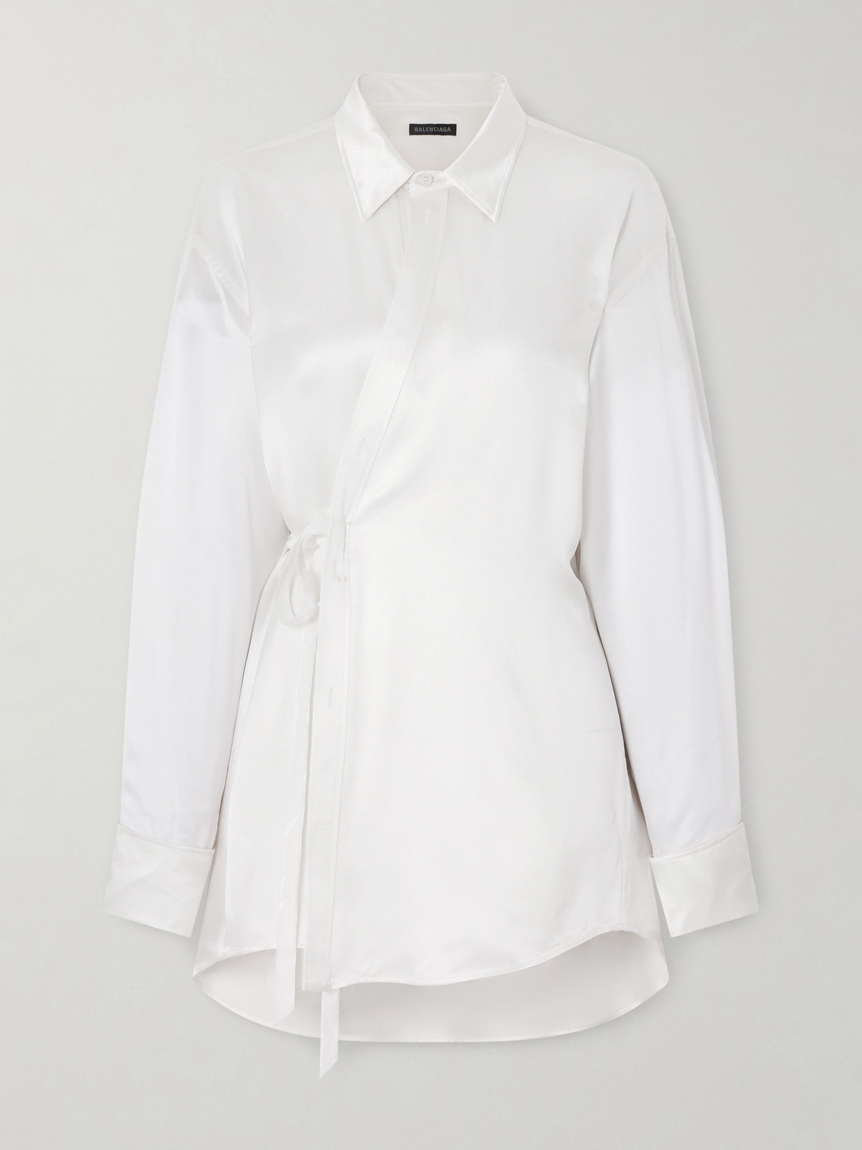 Tie-Detailed Crystal-Embellished Silk-Blend Blouse