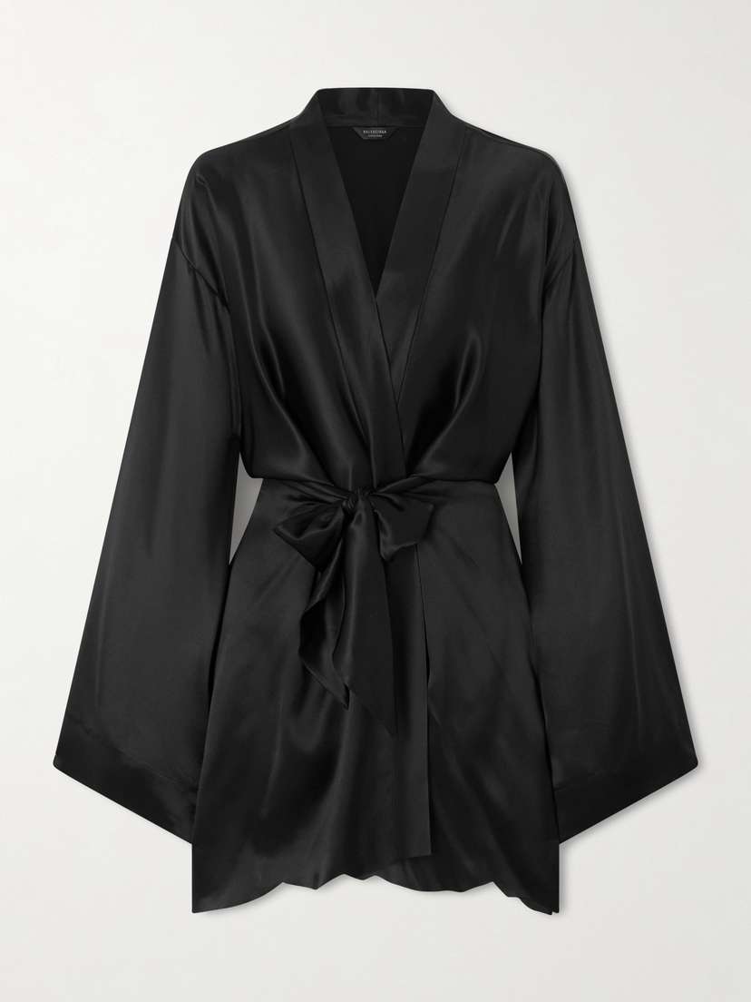 Balenciaga Belted Silk-satin Mini Wrap Dress