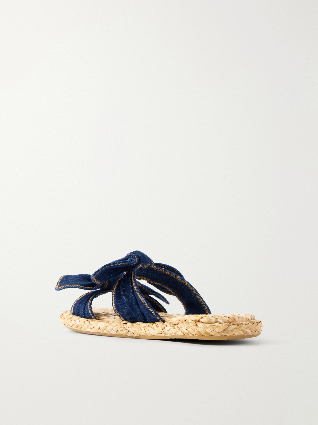 Zimmermann Carousel Bow-detail Woven-sole Flat Sandals In Blue