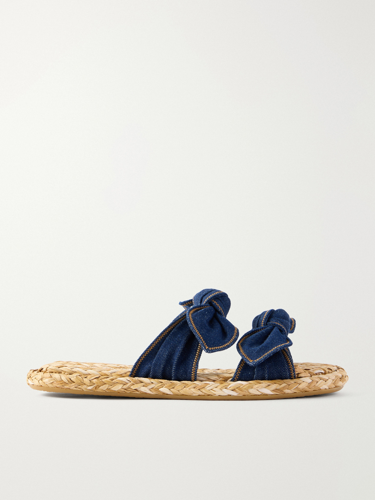 Zimmermann Carousel Bow-detail Woven-sole Flat Sandals In Blue