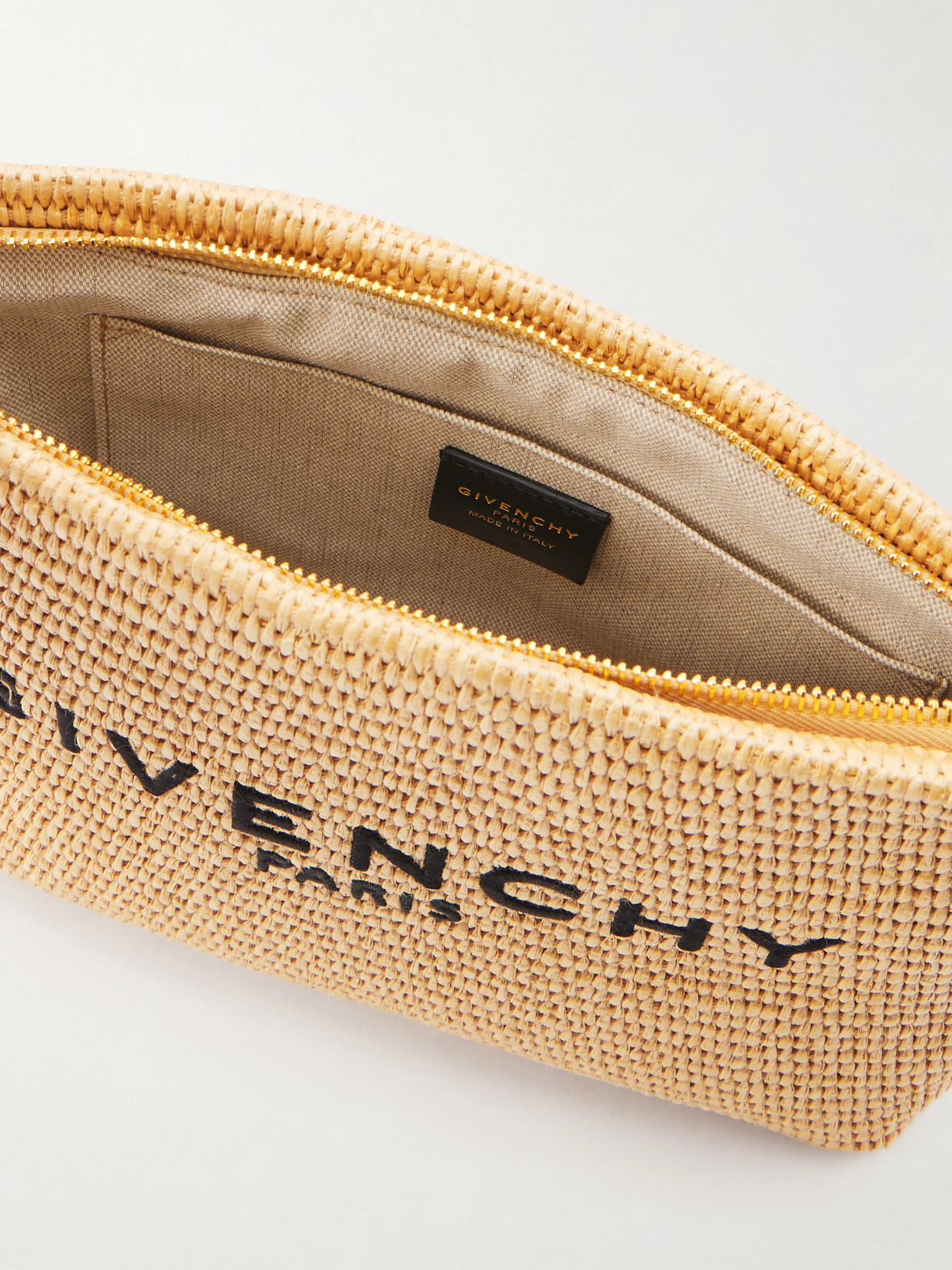 Givenchy Logo Raffia Clutch In Neutral