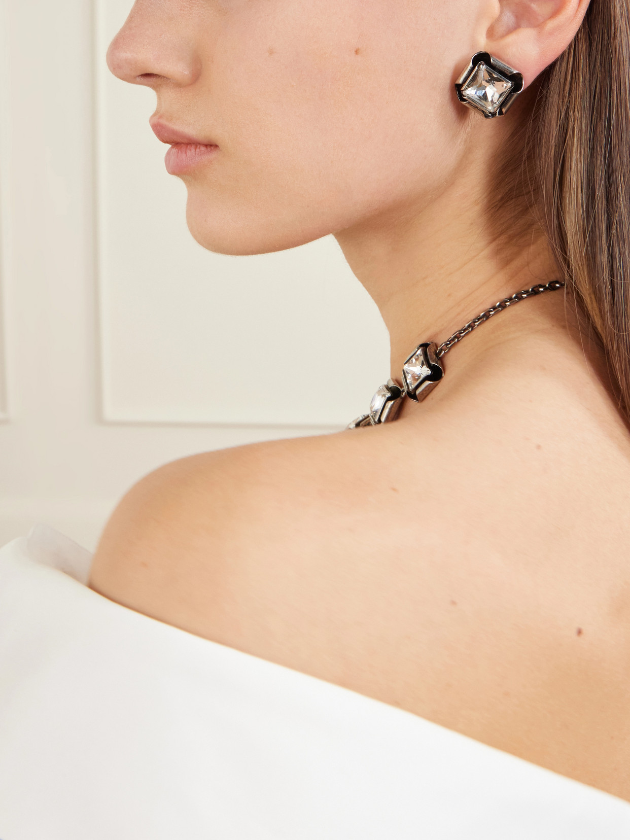 Givenchy Silver-tone Crystal Earrings In White