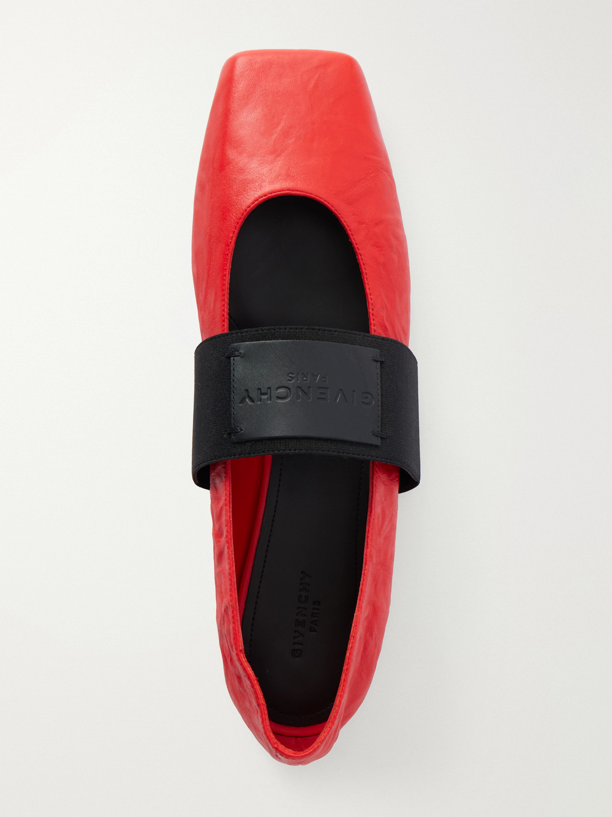Givenchy Sliced Square Ballerinas In Textured-effect Leather In Red