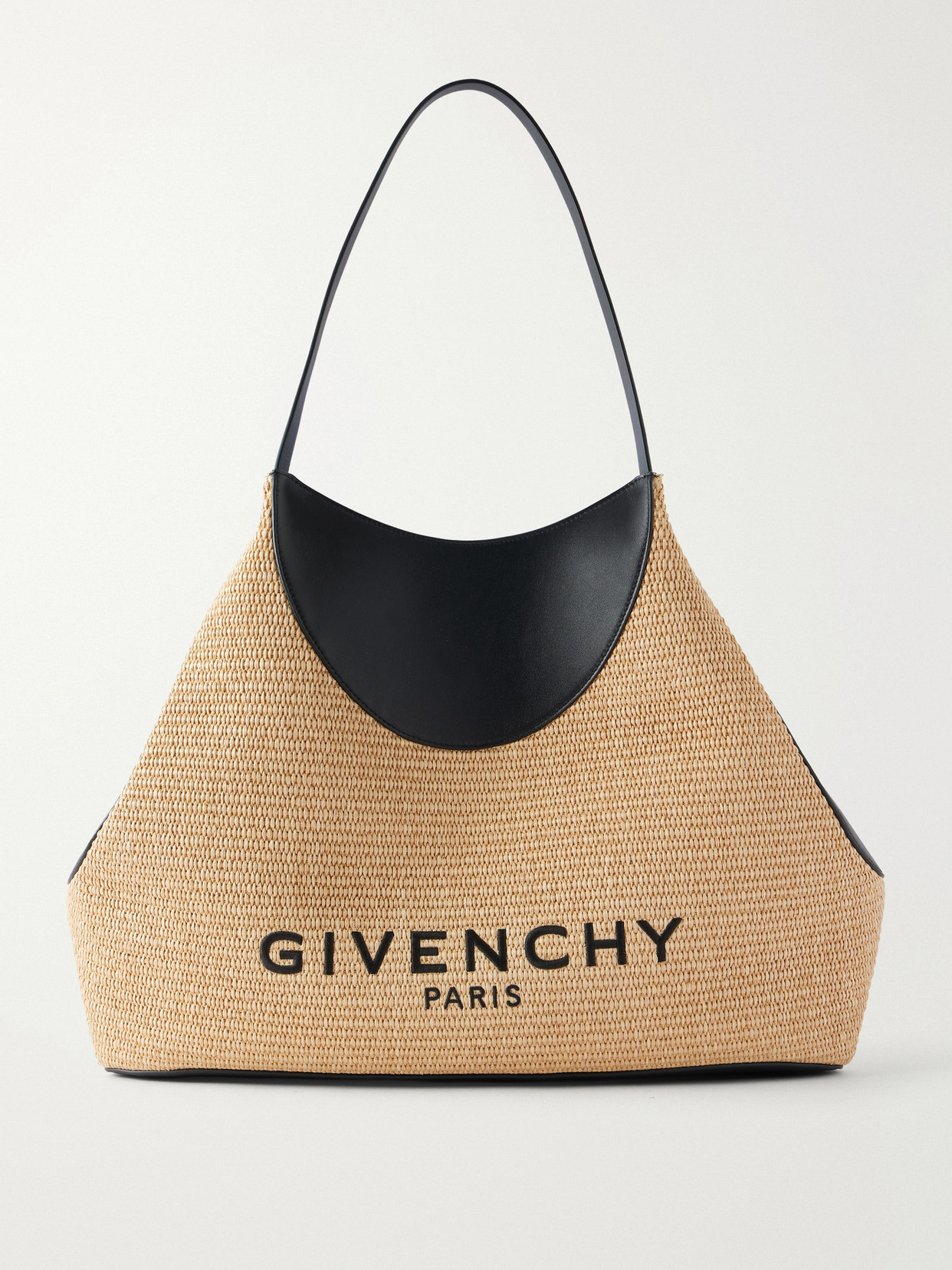 Givenchy Facet Embroidered Leather-trimmed Raffia Tote In Pattern