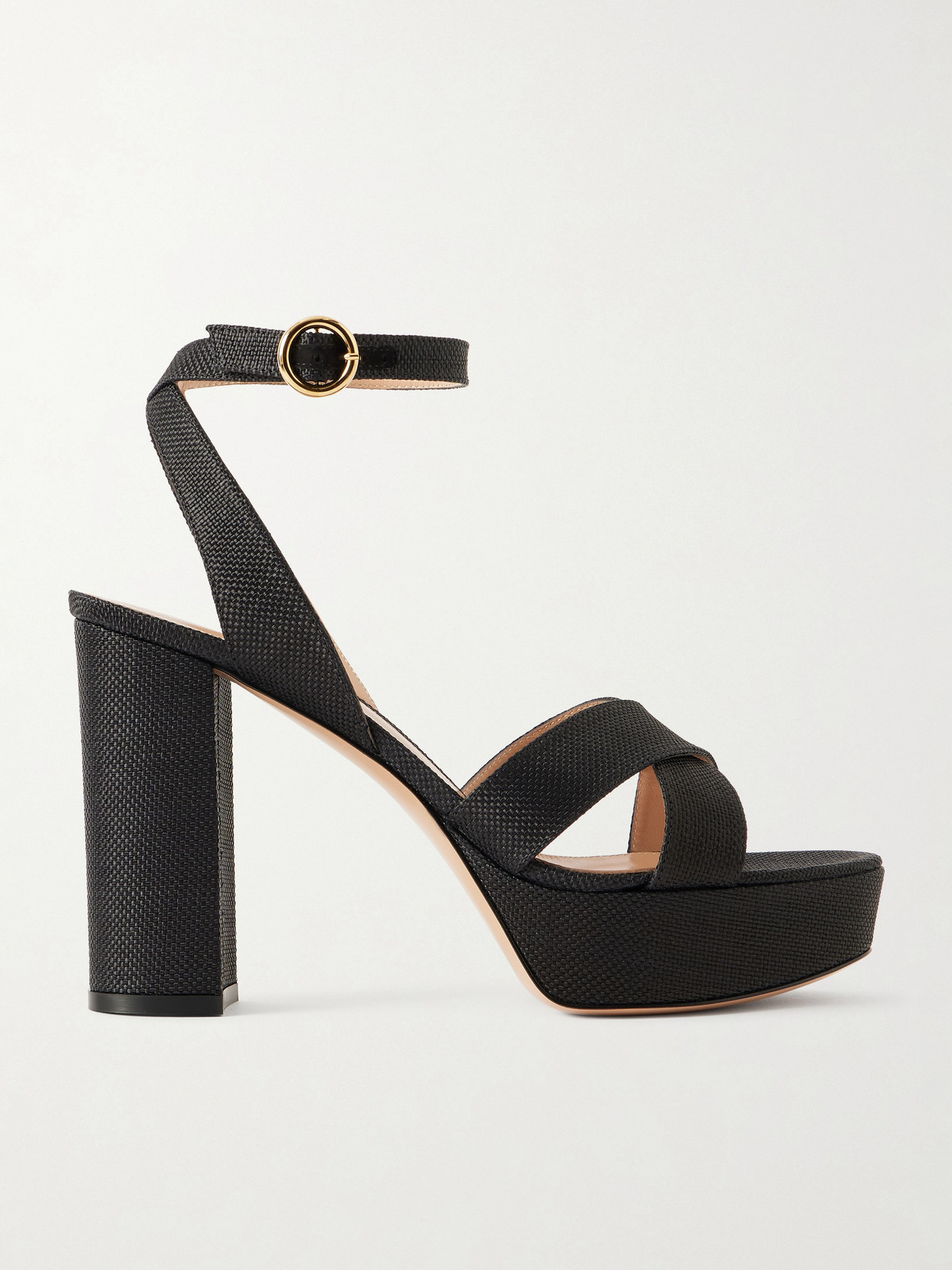 Gianvito Rossi Sabrina Haiti 70 Raffia Platform Sandals In Black