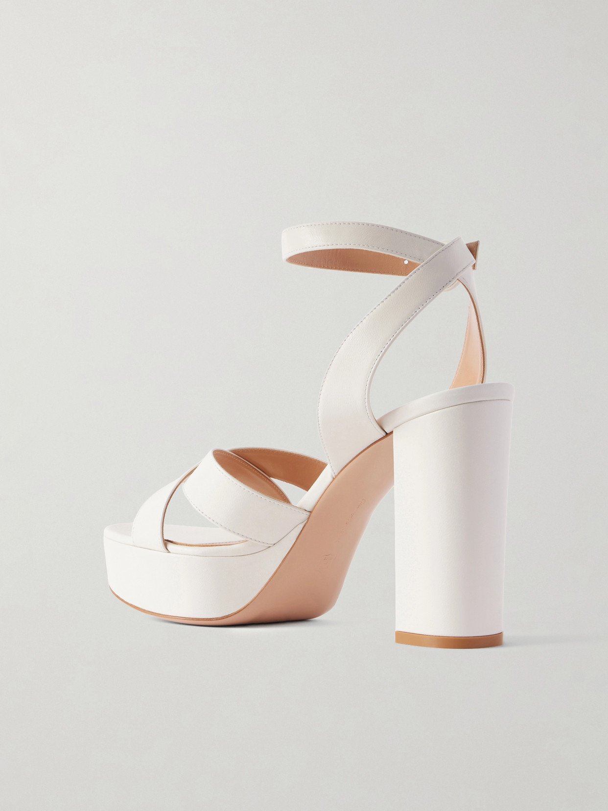 Gianvito Rossi Sabrina Satin Crisscross Ankle-strap Platform Sandals In White