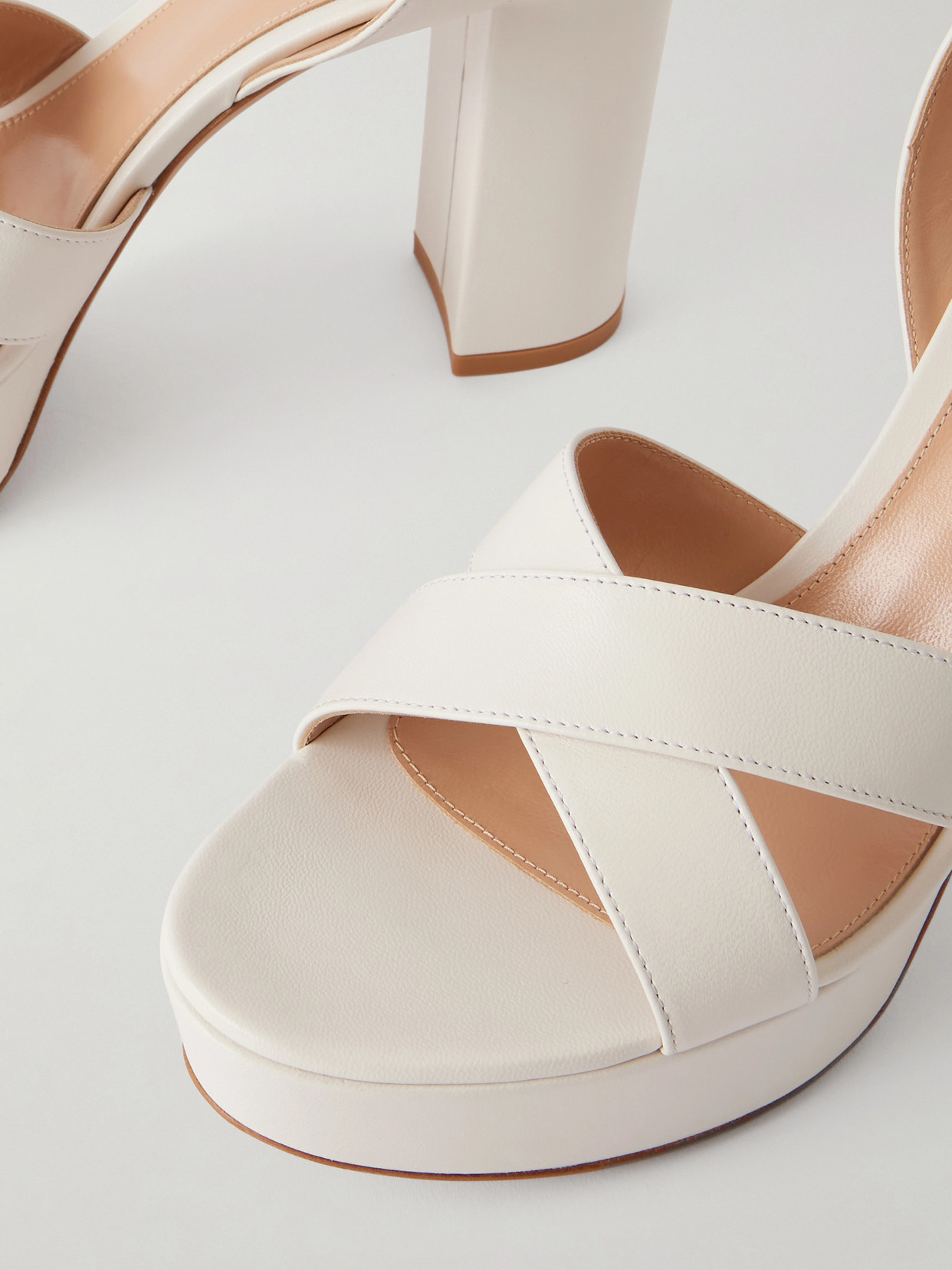 Gianvito Rossi Sabrina Satin Crisscross Ankle-strap Platform Sandals In White