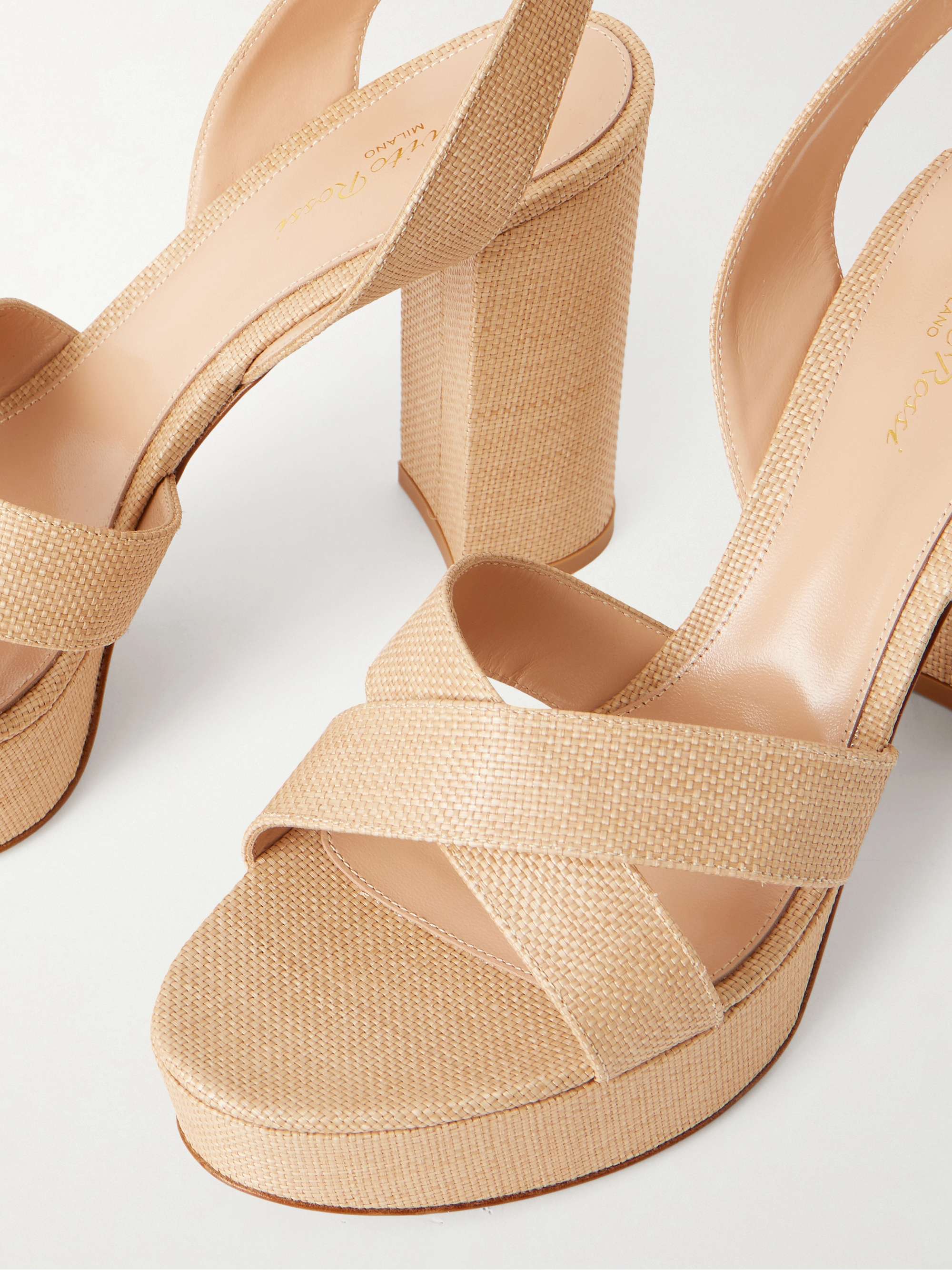 GIANVITO ROSSI Sabrina Haiti 70 raffia platform sandals | NET-A-PORTER