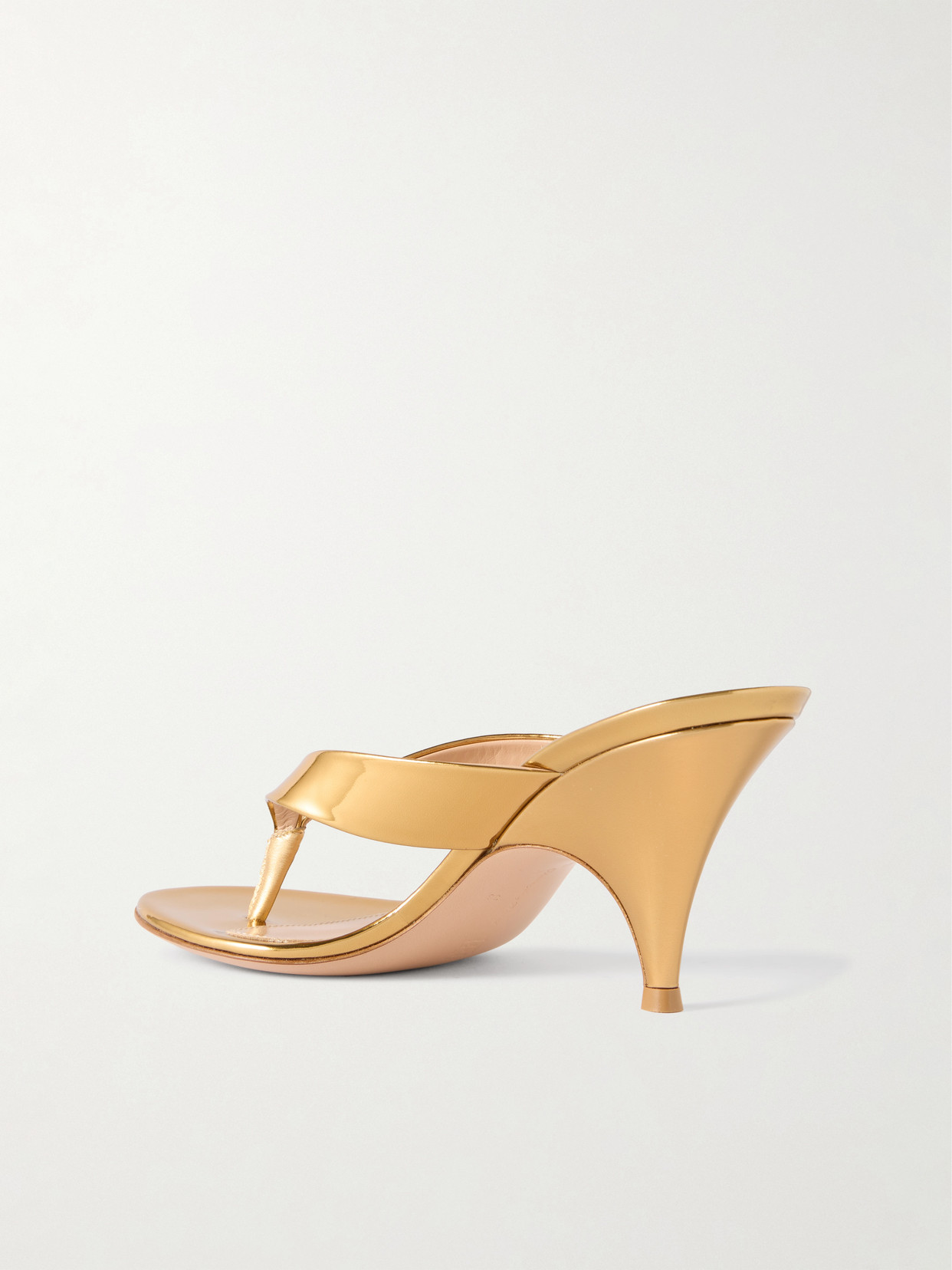 Sofia 70 Mirrored-Leather Thong Sandals