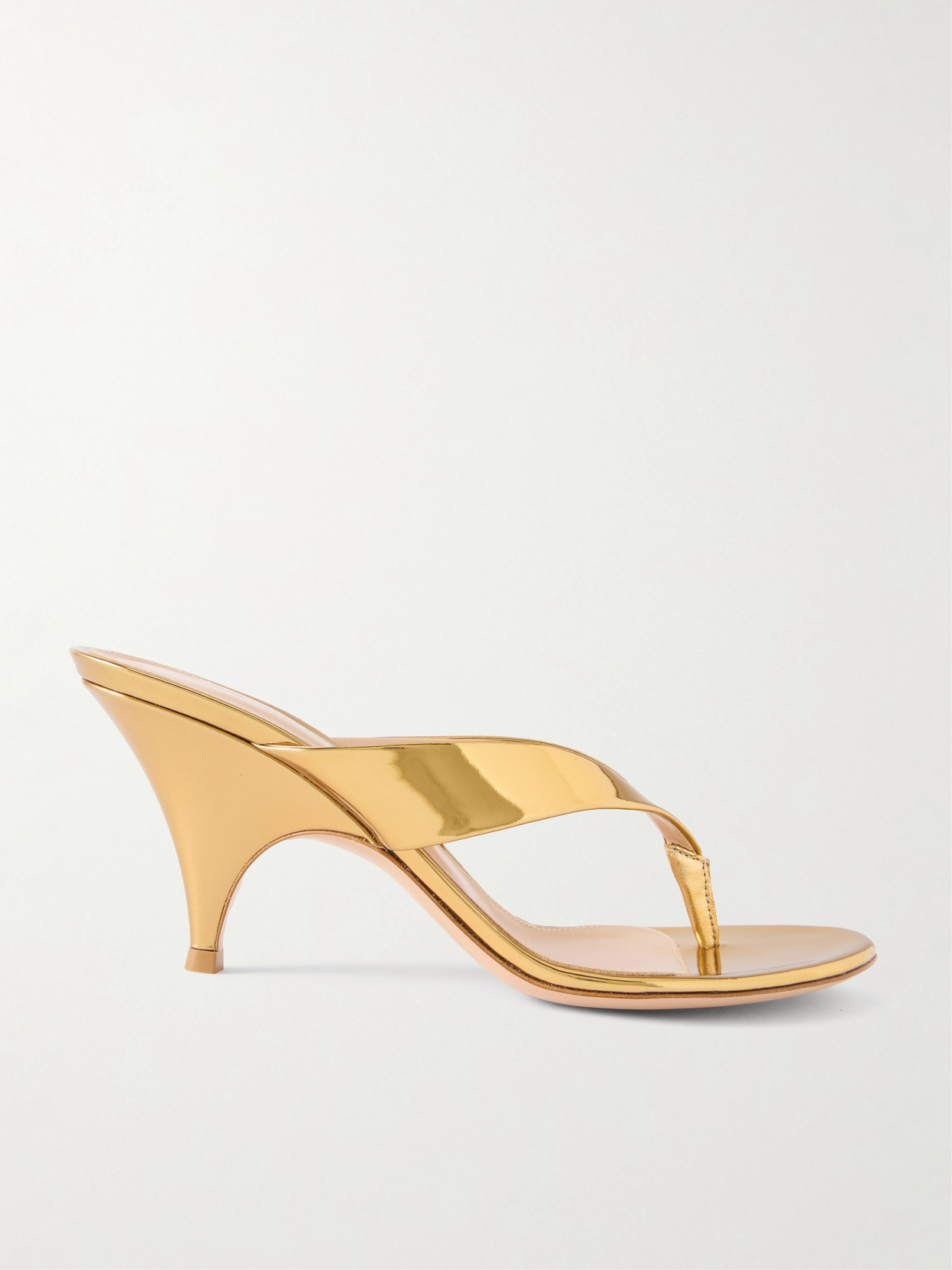 Sofia 70 Mirrored-Leather Thong Sandals