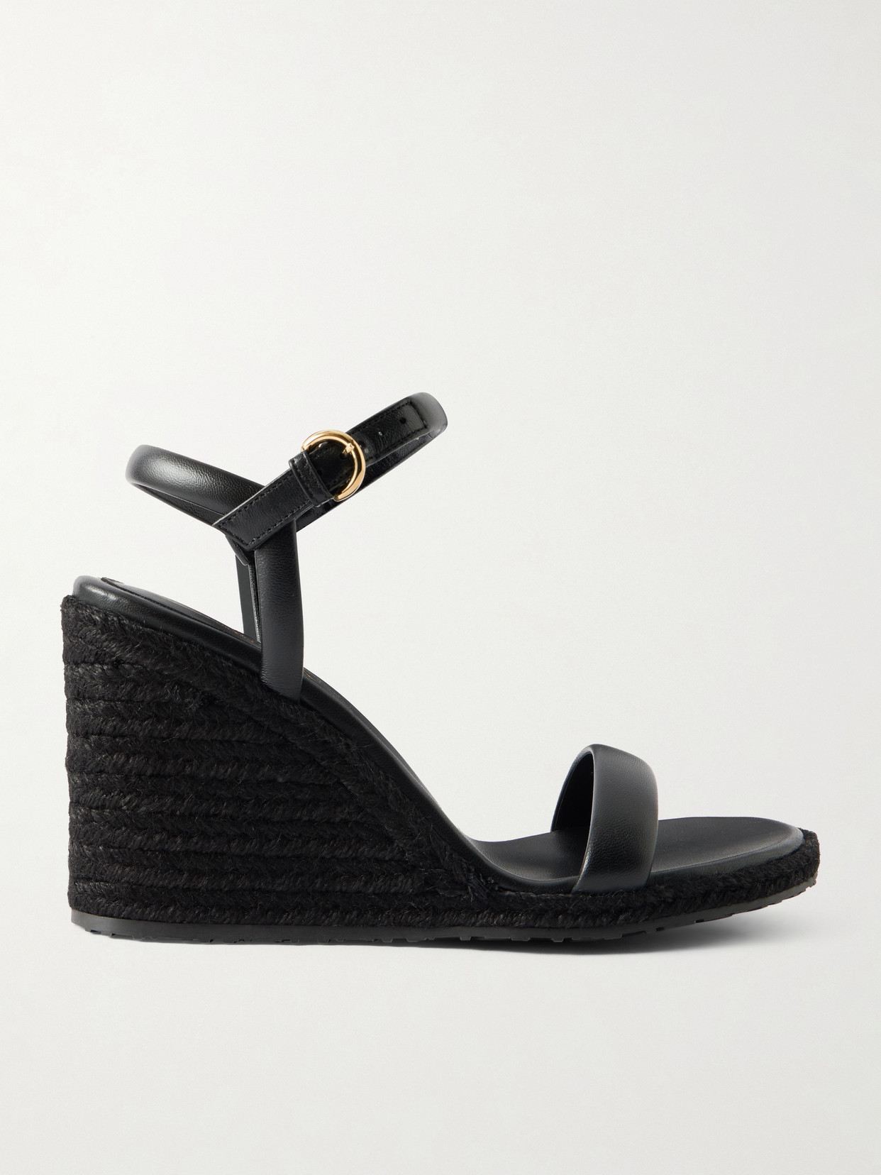 Gianvito Rossi Woven Leather Espadrille Wedge Sandals In Black