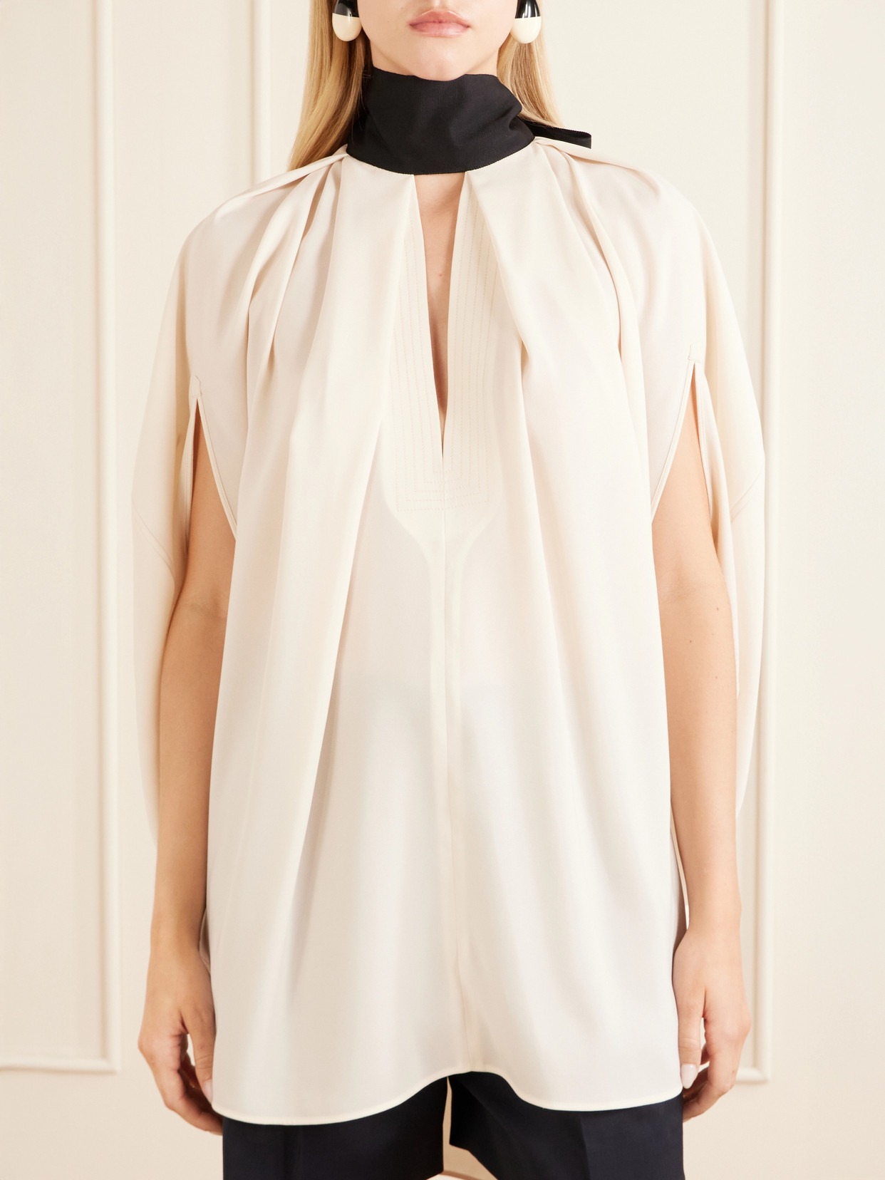 Bow-Detailed Crepe Halterneck Blouse