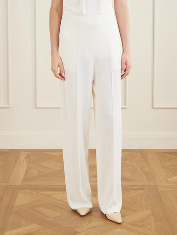 Lanvin Ribbed-knit wide-leg pants