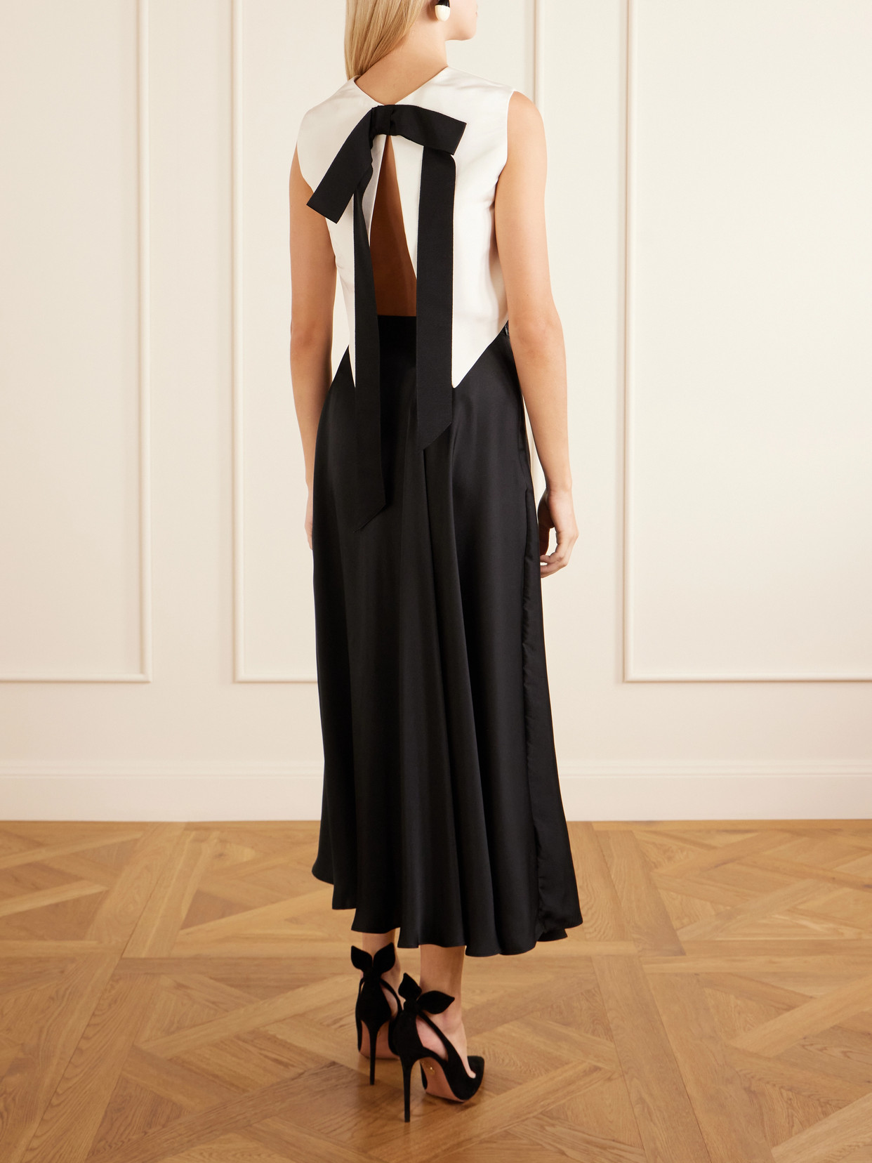Bow-Detailed Cropped Silk-Cady Top