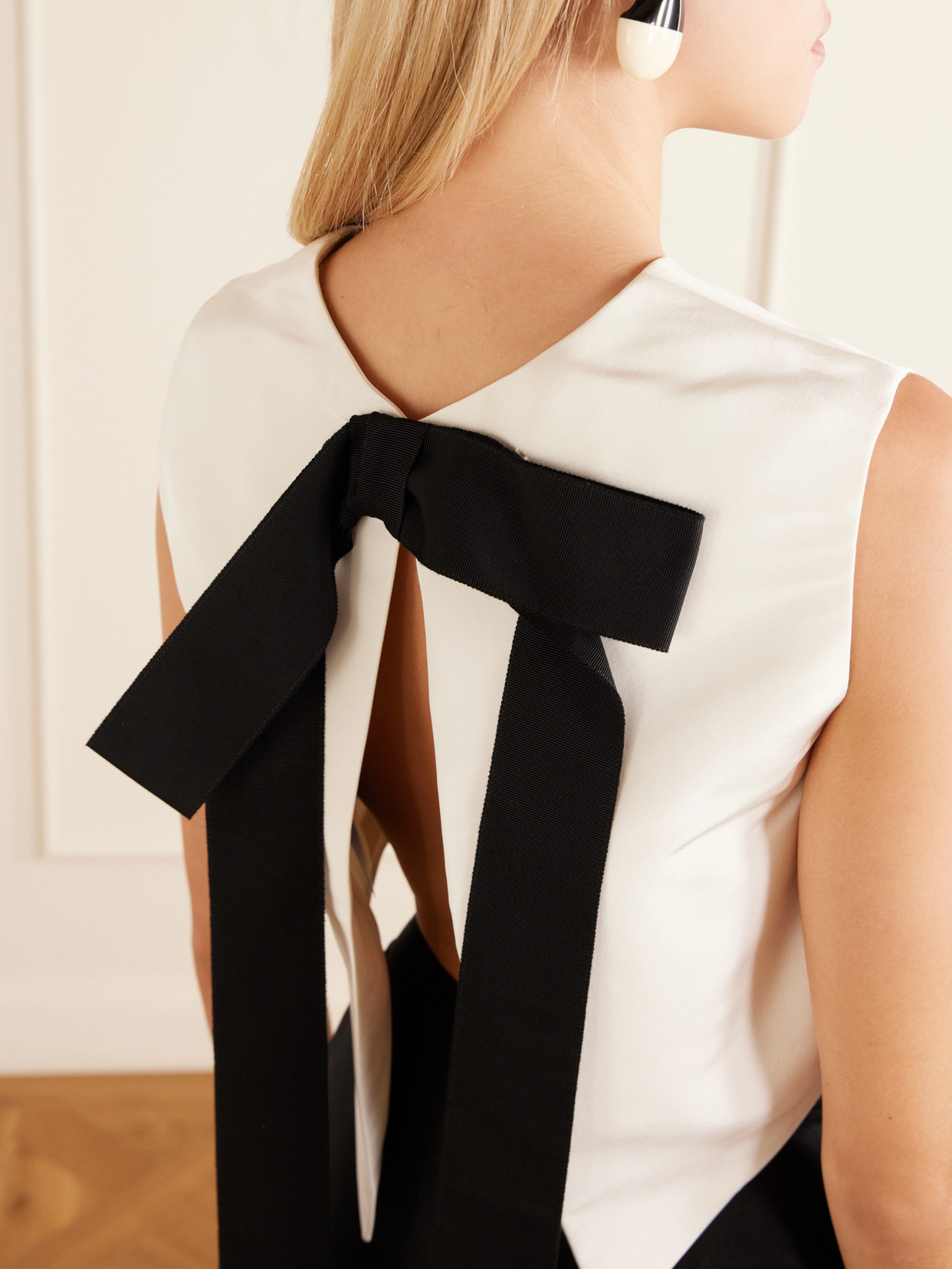 Bow-Detailed Cropped Silk-Cady Top