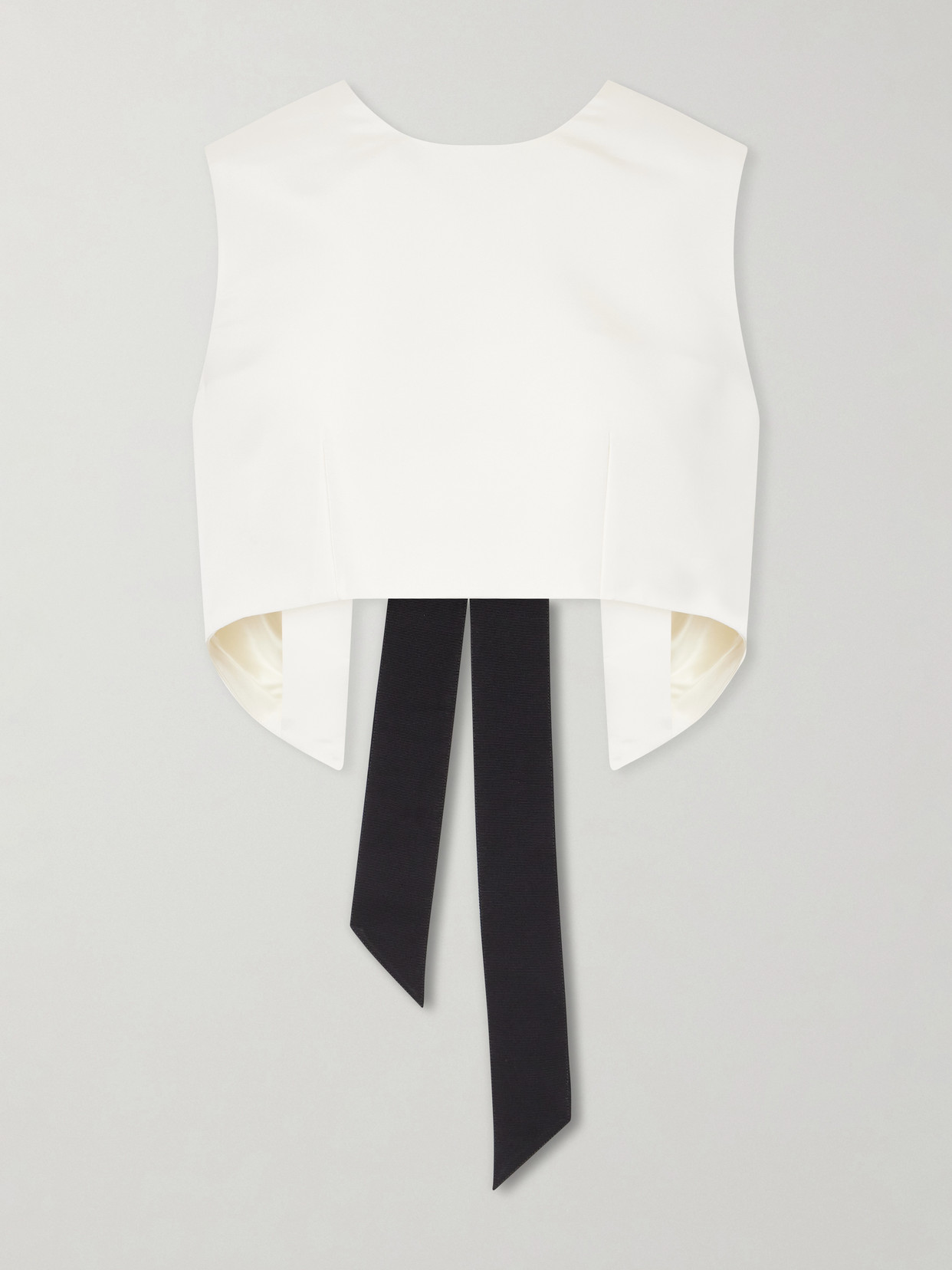 Bow-Detailed Cropped Silk-Cady Top