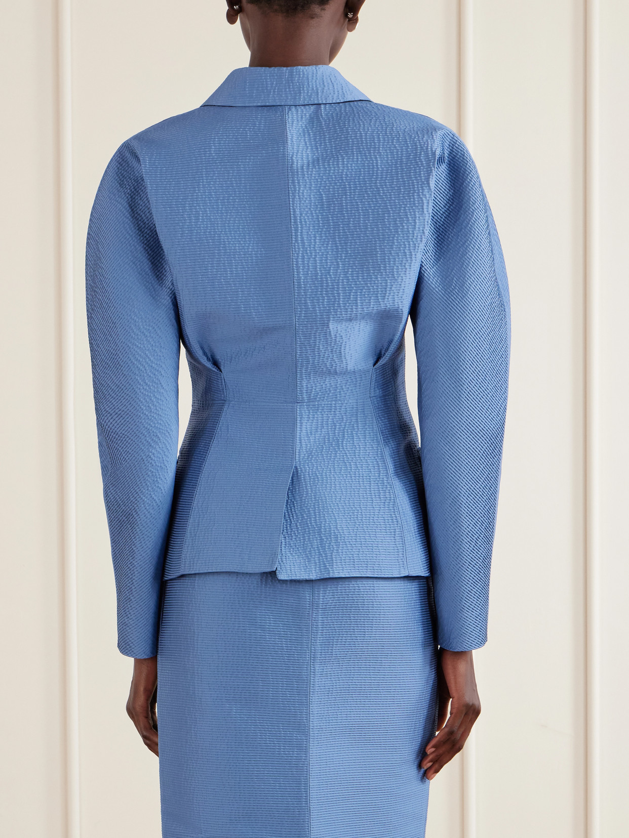 Lanvin Textured-satin Jacket In Blue