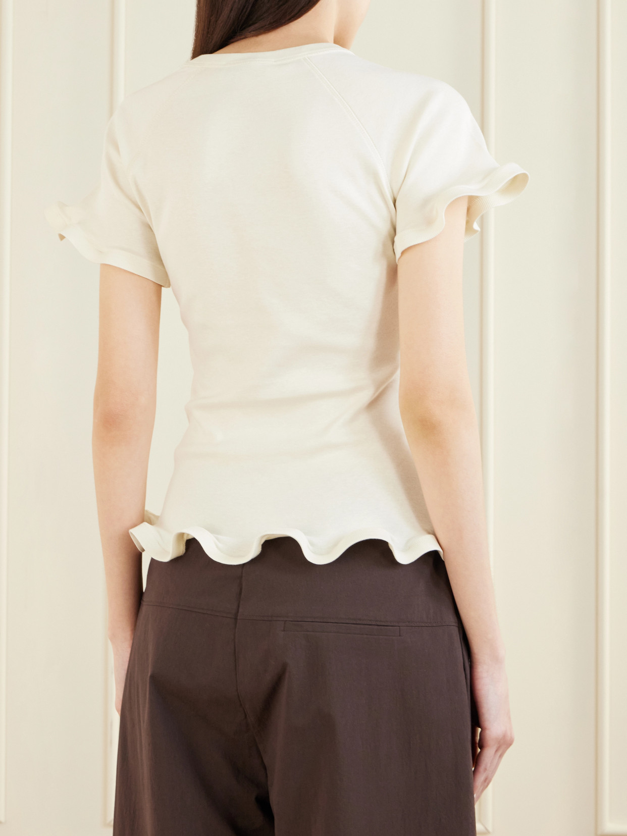 Ruffled Cotton-Jersey T-Shirt