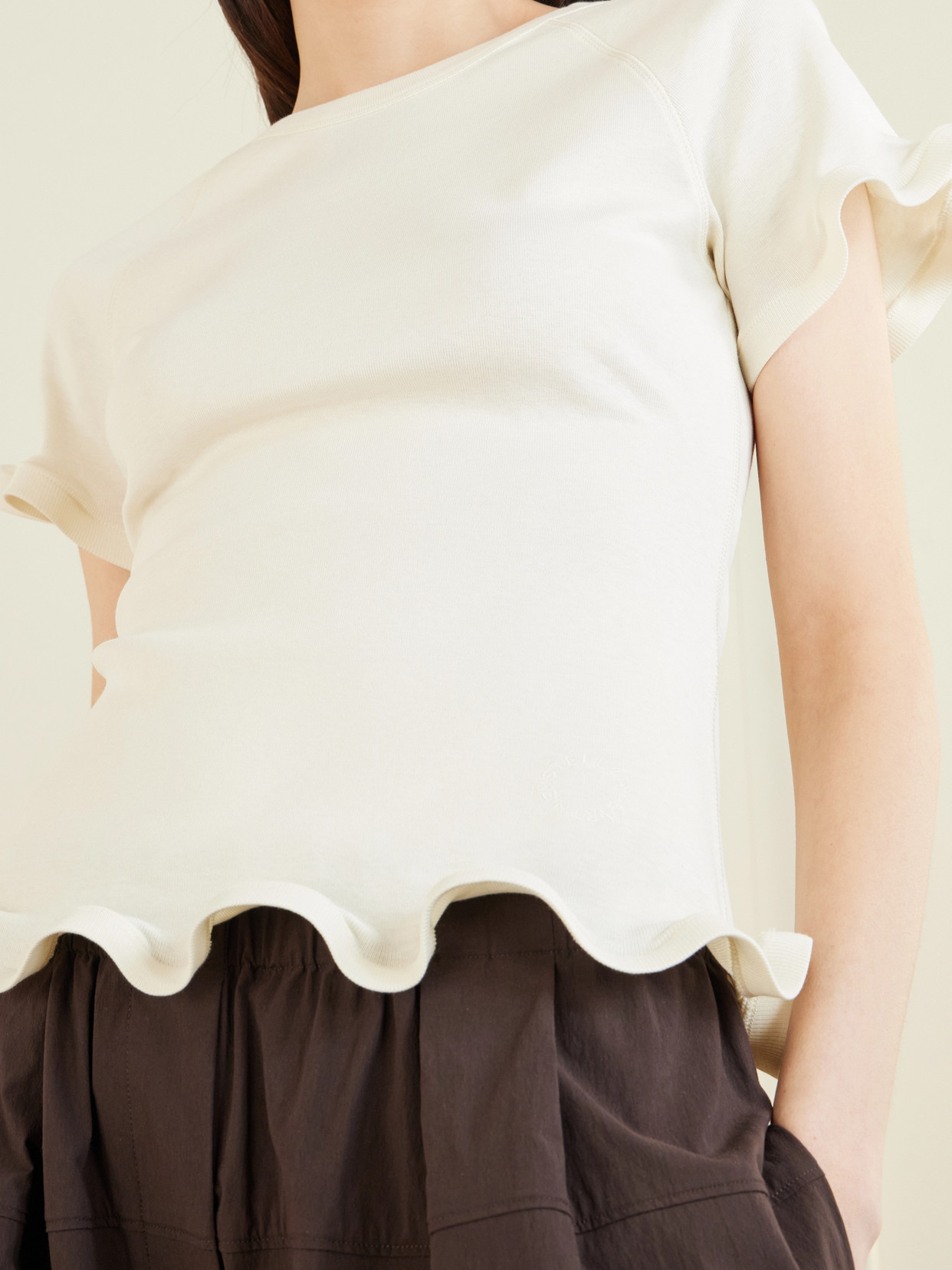 Ruffled Cotton-Jersey T-Shirt