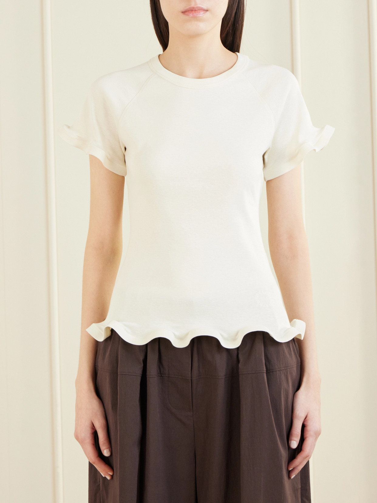 Ruffled Cotton-Jersey T-Shirt