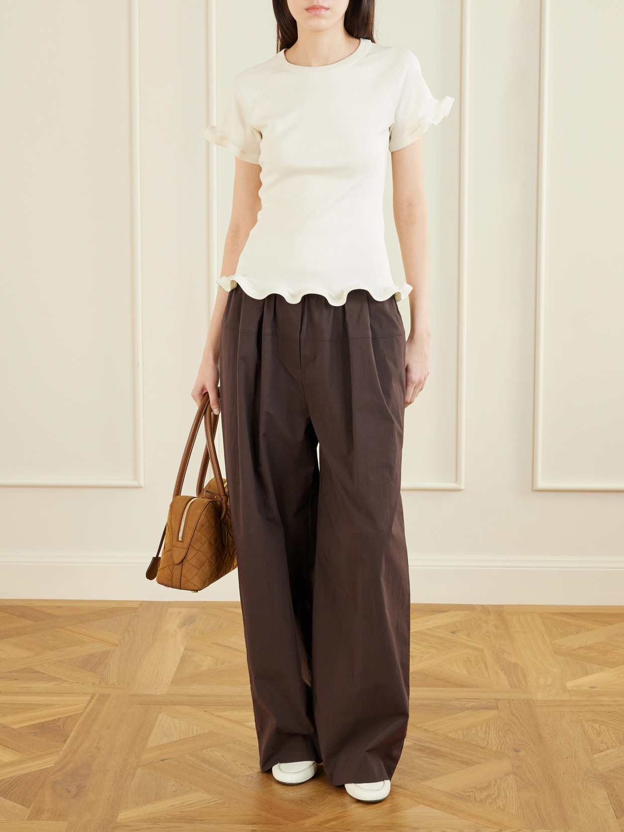 Ruffled Cotton-Jersey T-Shirt