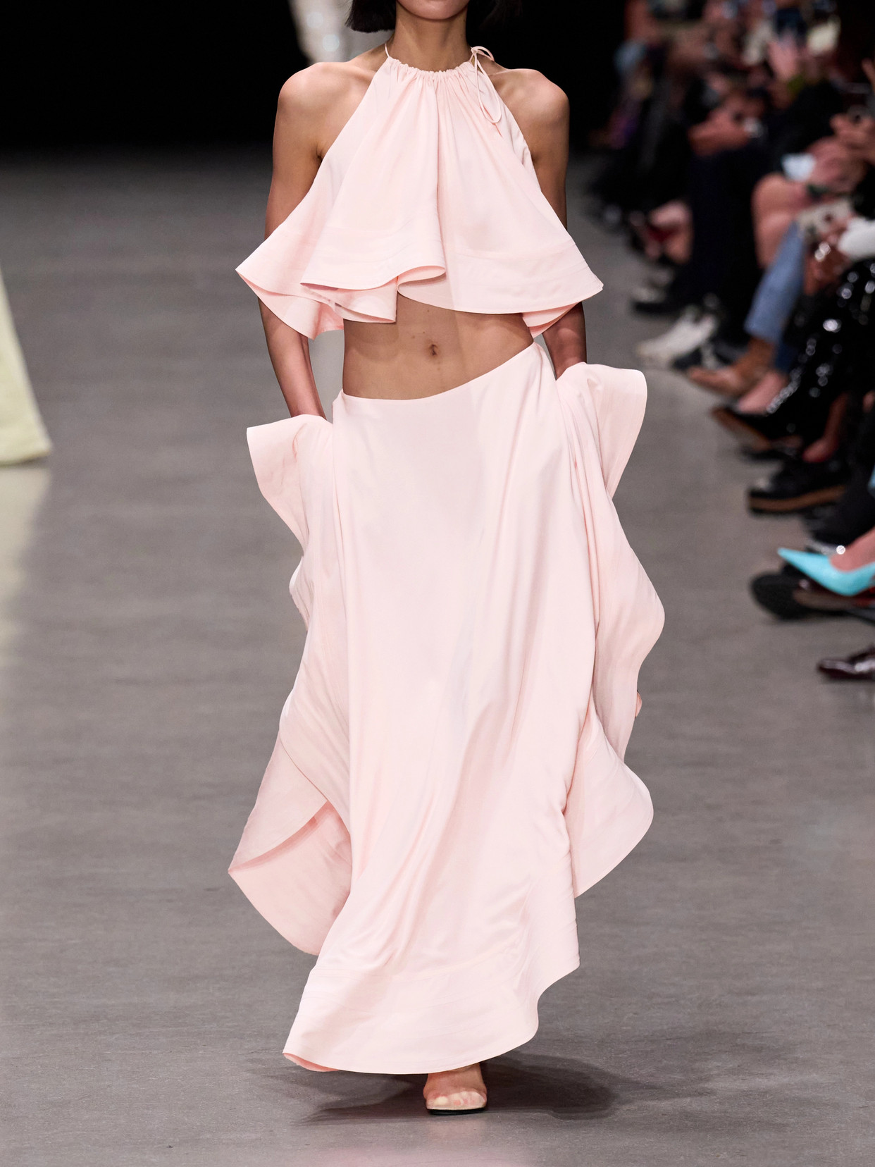 Stella Mccartney Womens Ballet Pink Halter-neck Frilled Silk Top