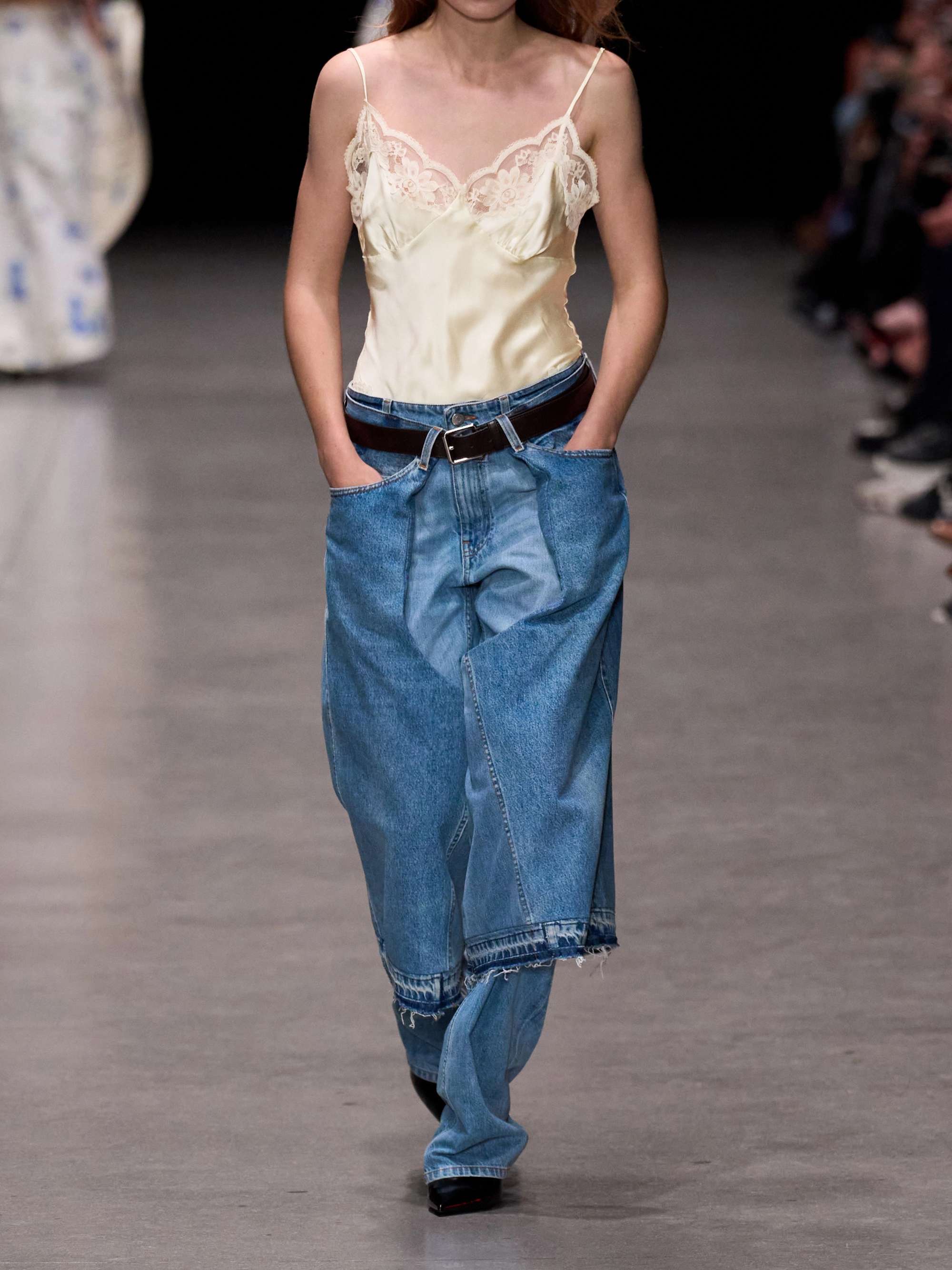STELLA MCCARTNEY Lace-trimmed silk-satin top | NET-A-PORTER
