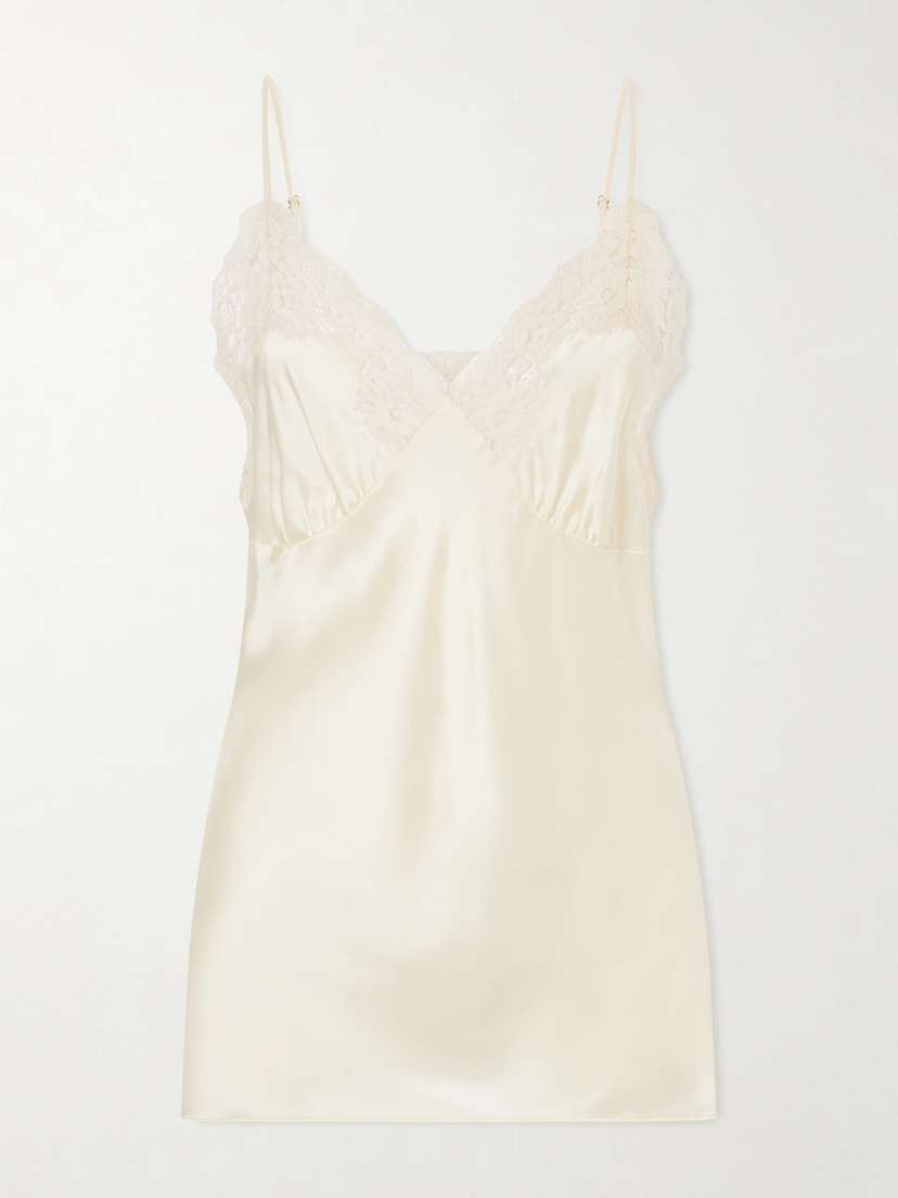 Stella McCartney Lace-trimmed Silk-satin Top