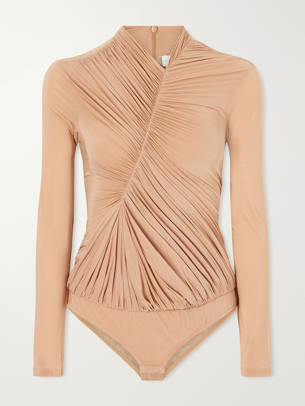 Stella Mccartney Draped Crepe-jersey Bodysuit In Neutral