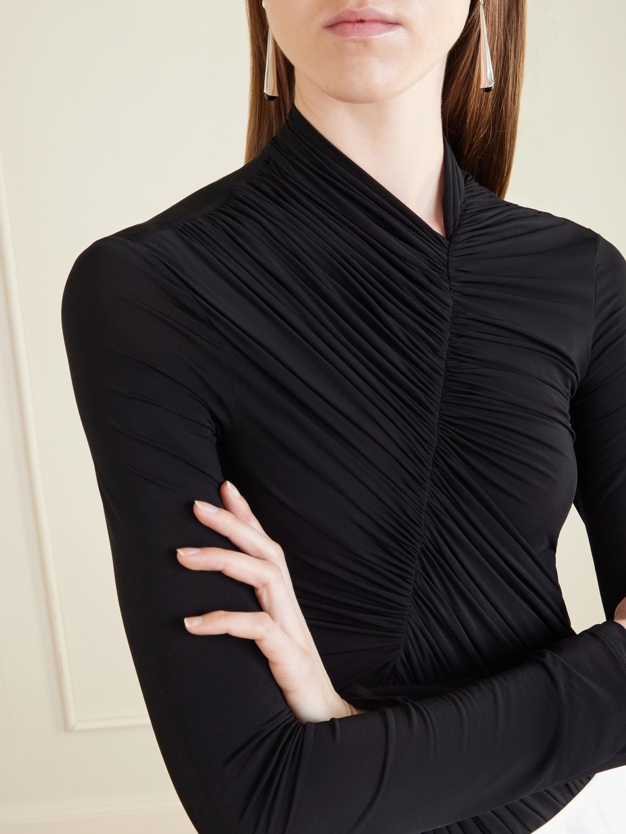 Stella McCartney Draped crepe-jersey bodysuit