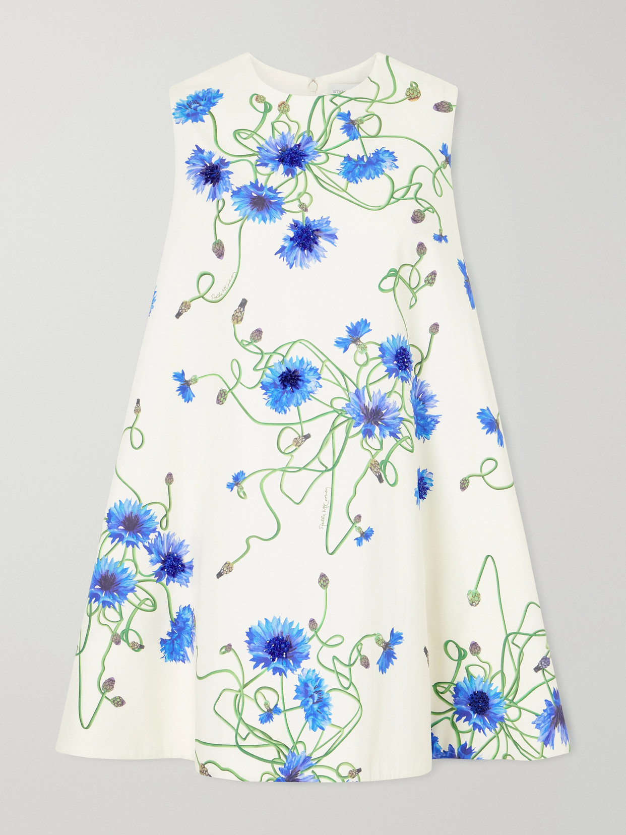 Stella Mccartney Printed Cotton-poplin Mini Dress In White