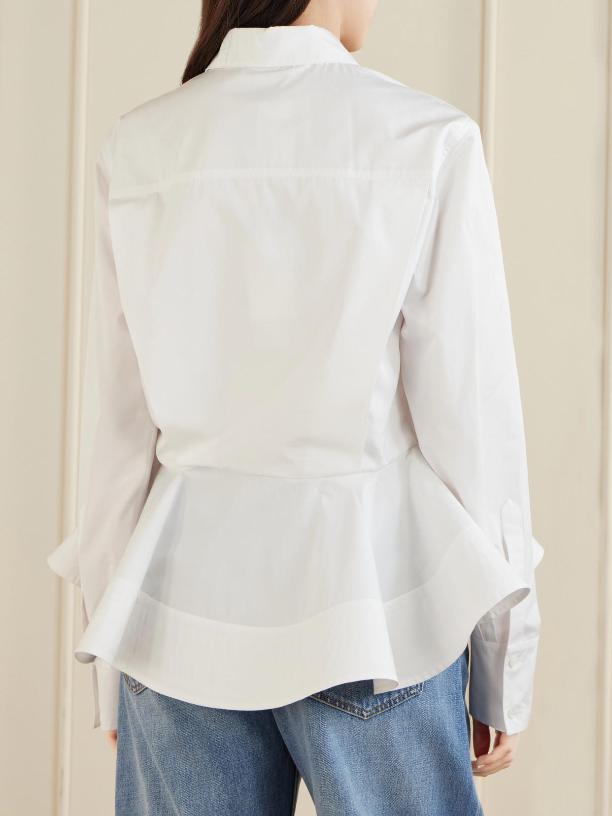 Stella Mccartney Womens Pure White Peplum-waist Tailored Cotton Shirt