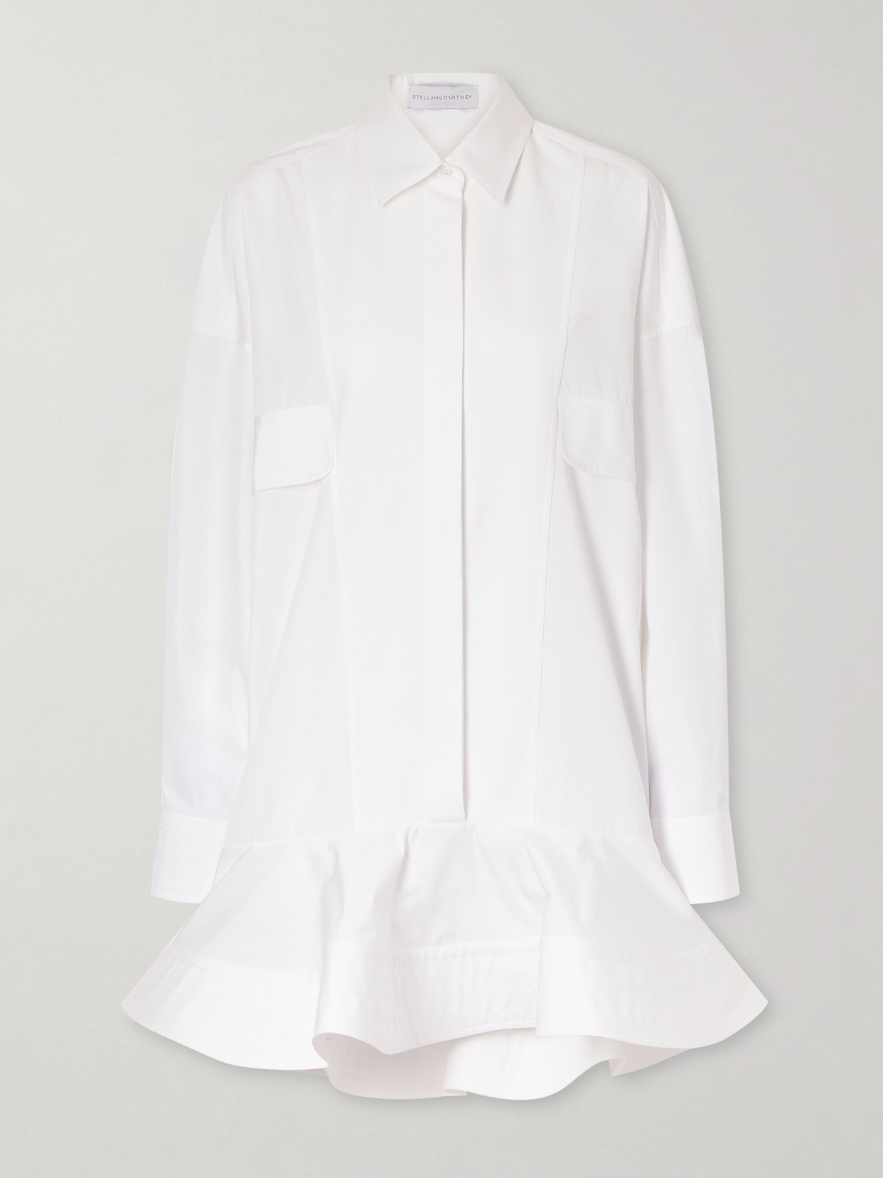 Stella Mccartney Piqué-trimmed Cotton-poplin Mini Dress In White