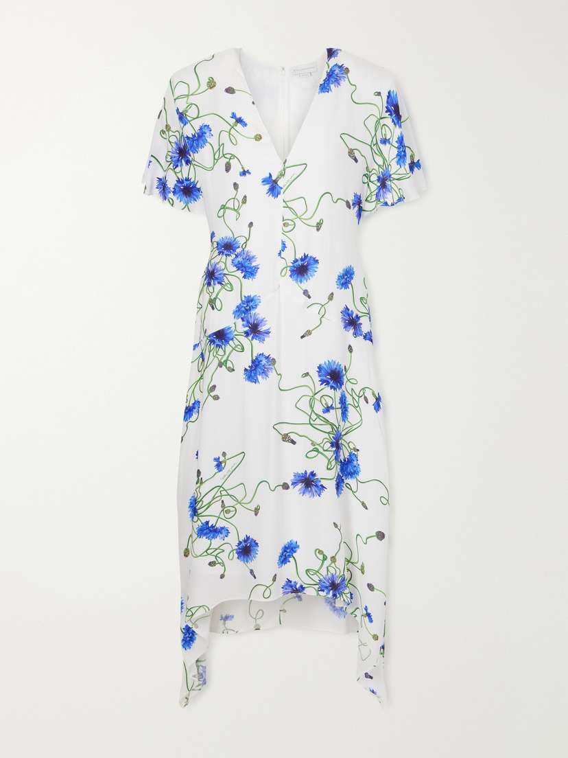 Floral-print Crepon Midi Dress