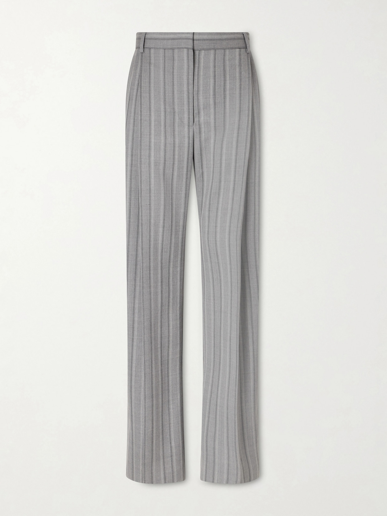 Stella Mccartney Striped Low-rise Wool Straight-leg Pants In Gray