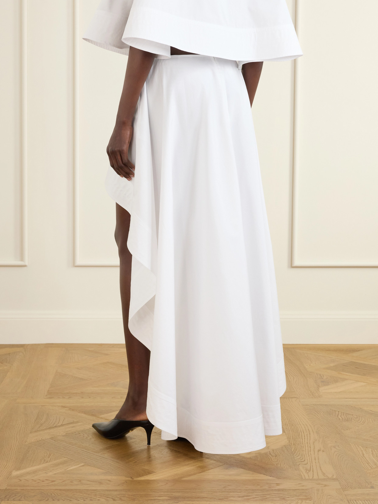 Asymmetric Cotton-Poplin Skirt