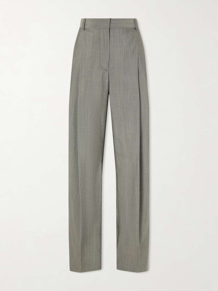 Stella McCartney Pleated Wool-blend Straight-leg Pants