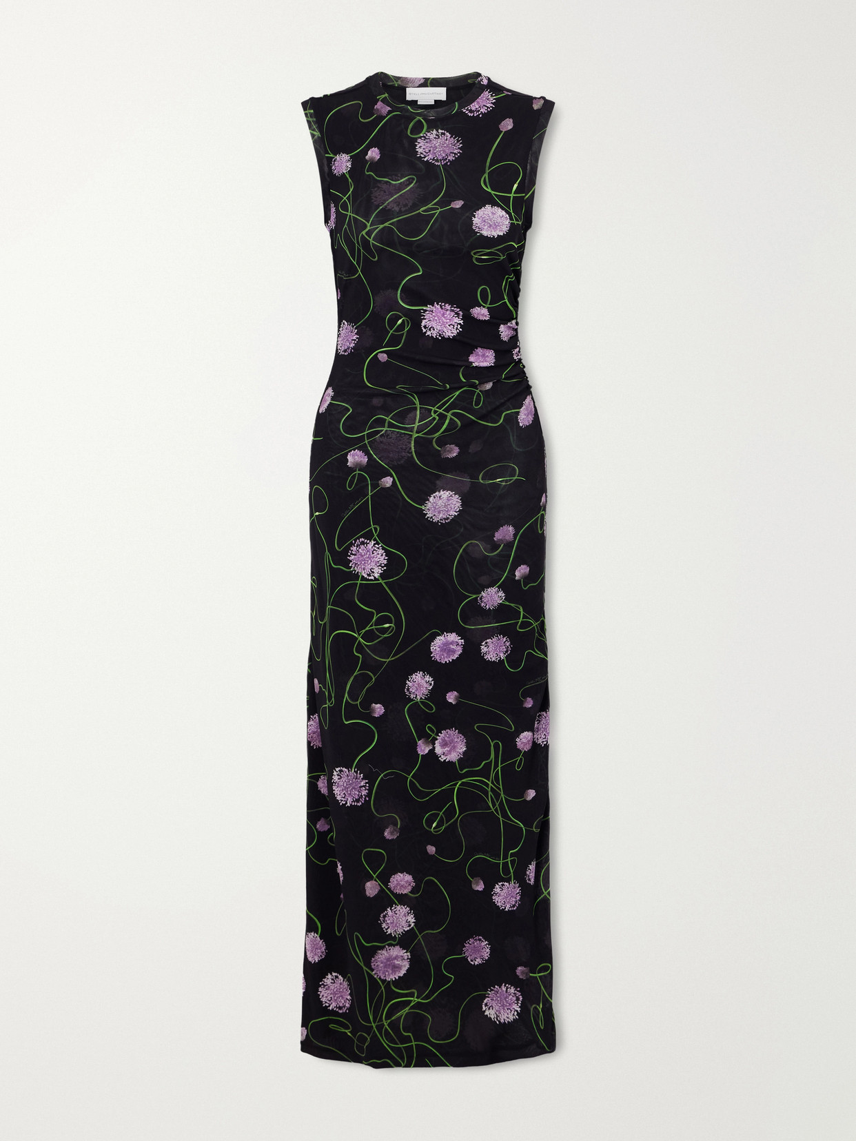 Stella Mccartney Twisted Floral Mesh Body-con Midi Dress In Black