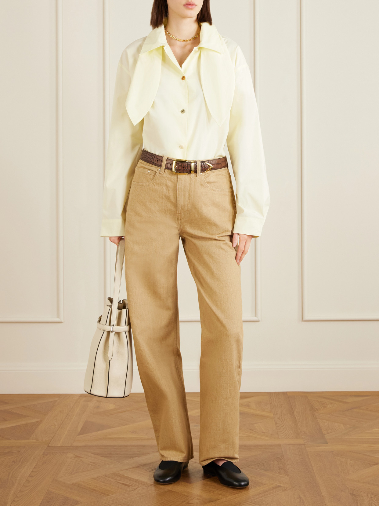 Cove Scarf-Detailed Cotton-Poplin Shirt