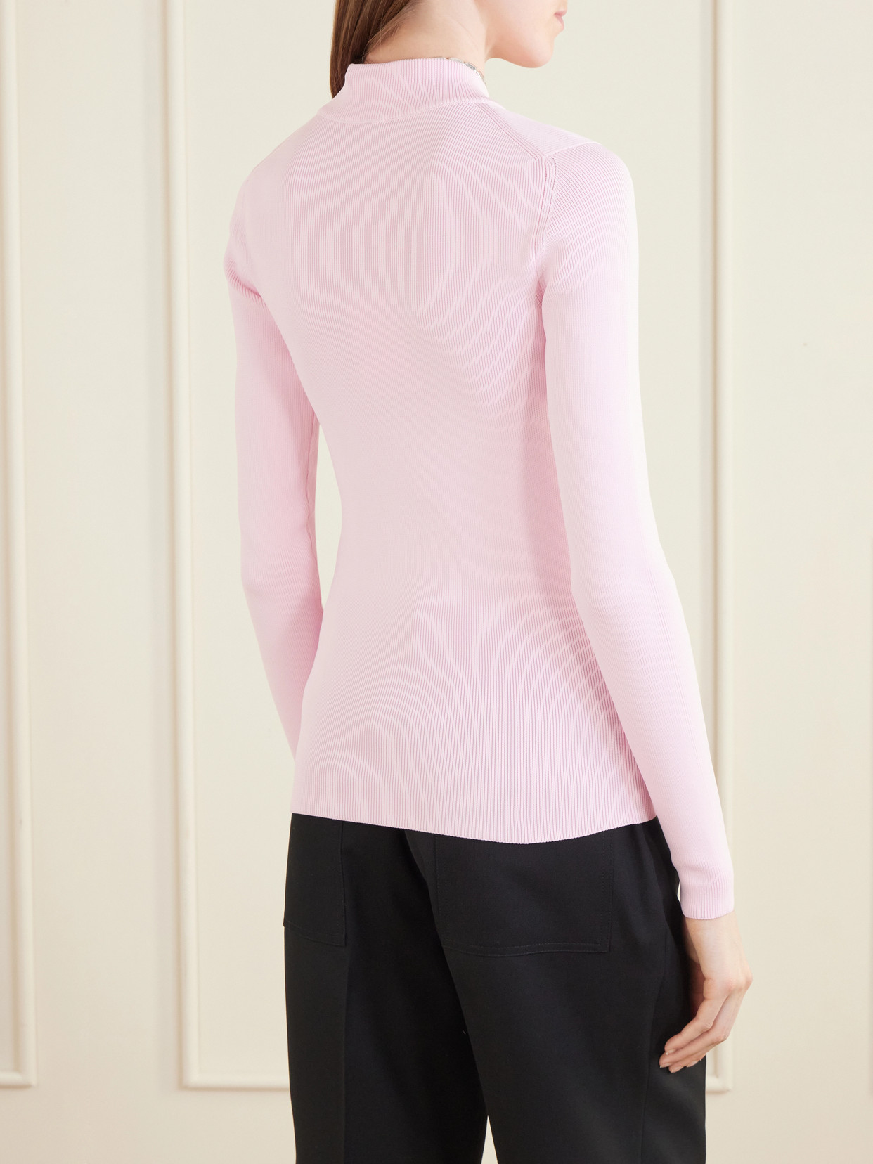 Ribbed-Knit Jersey Sweater
