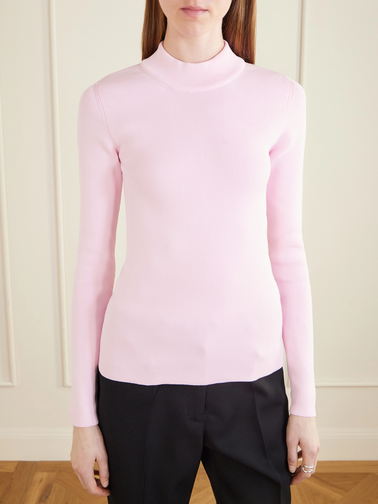 Ribbed-Knit Jersey Sweater